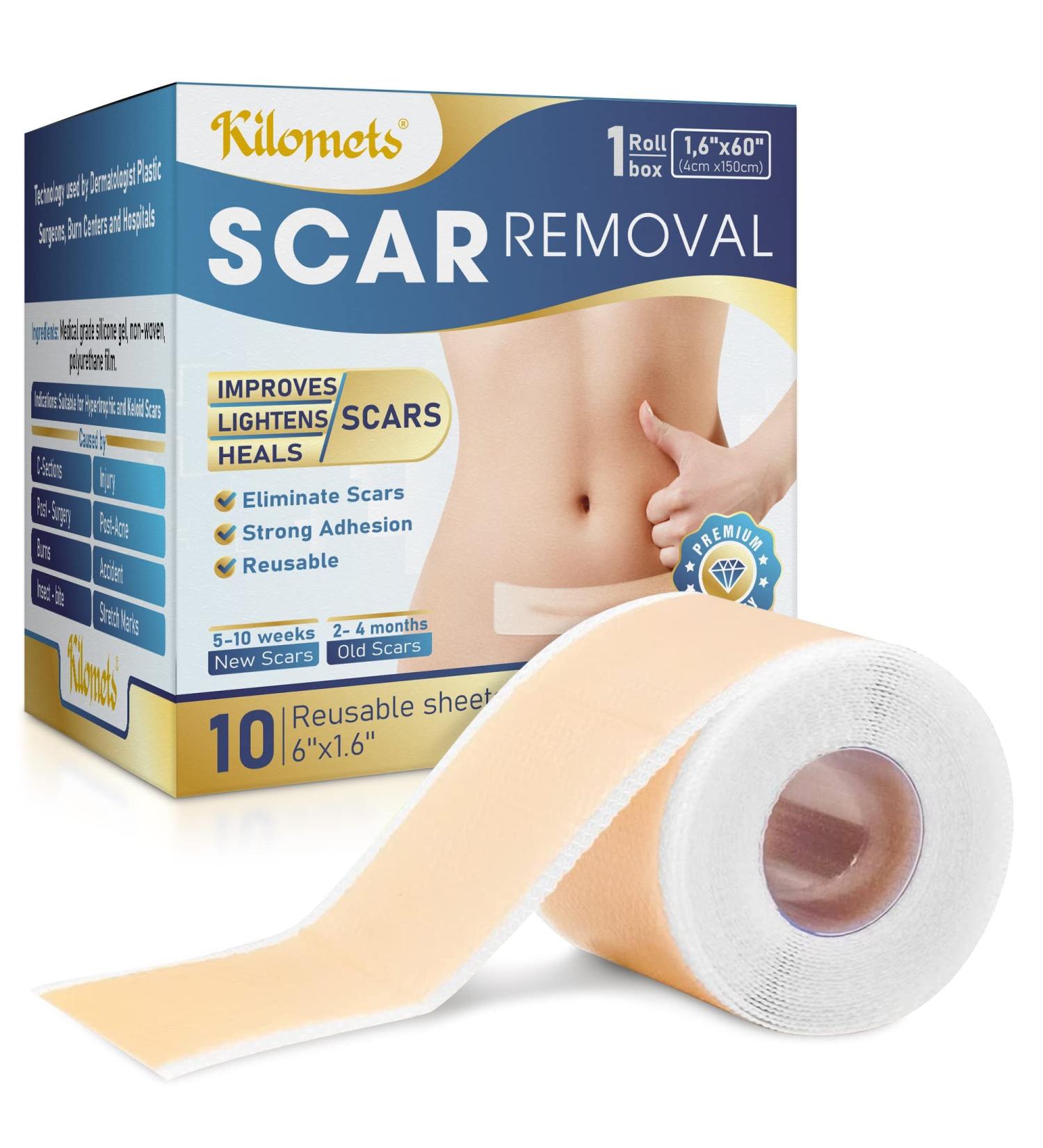 Silicone Scar Sheets 1.6 x 60-1.5M - Keloid & Burn Therapy Gel Tape for Scar Removal - Buy Online on GoSupps.com