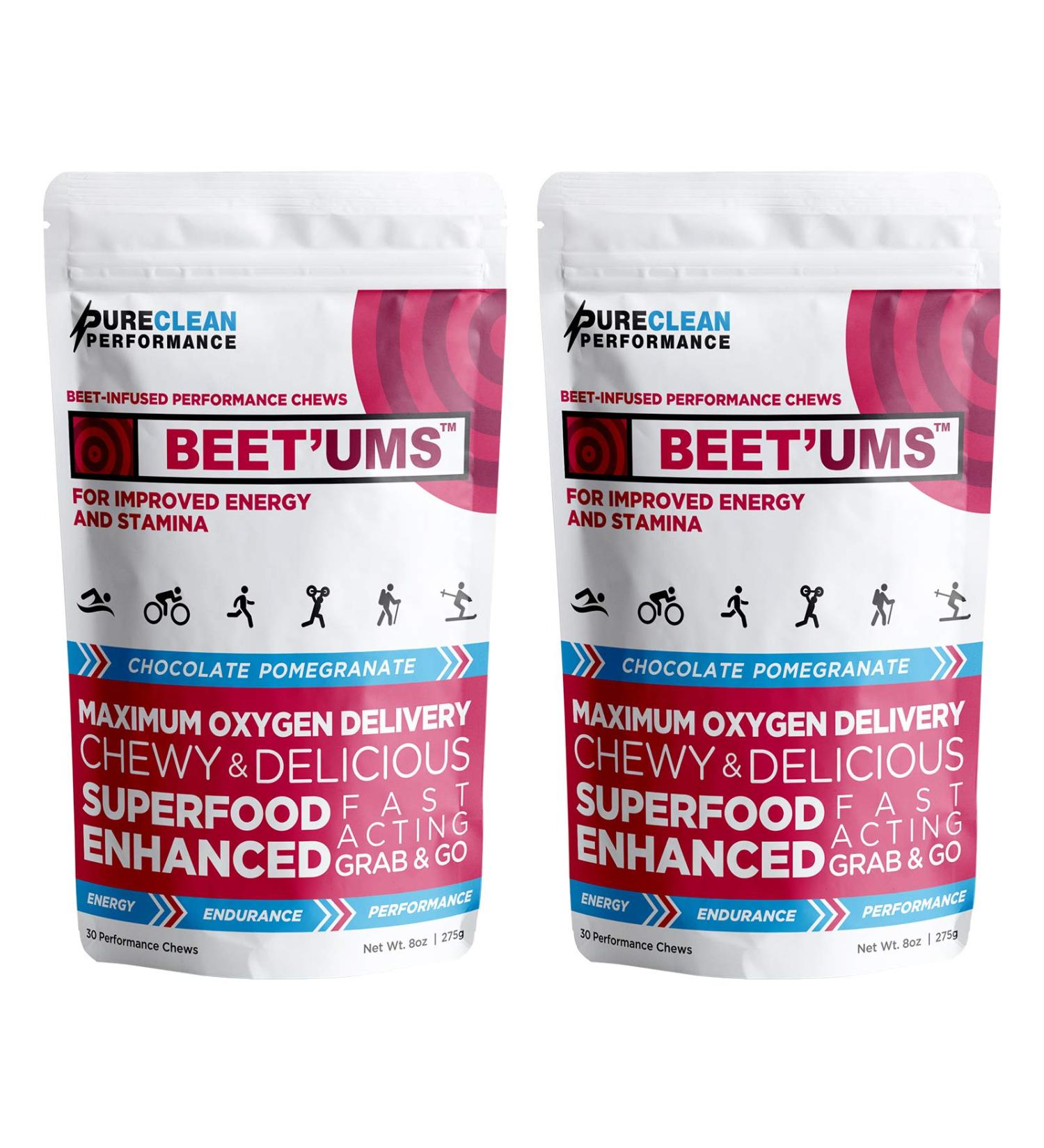 BEET'UMS Beet Chews - Premium Organic Beet Juice Powder Supplement - Nitric Oxide Energy & Blood Flow Circulation Support - Real Chocolate Pomegranate Health Chews with 7 Superfoods (2) - Buy Online on GoSupps.com