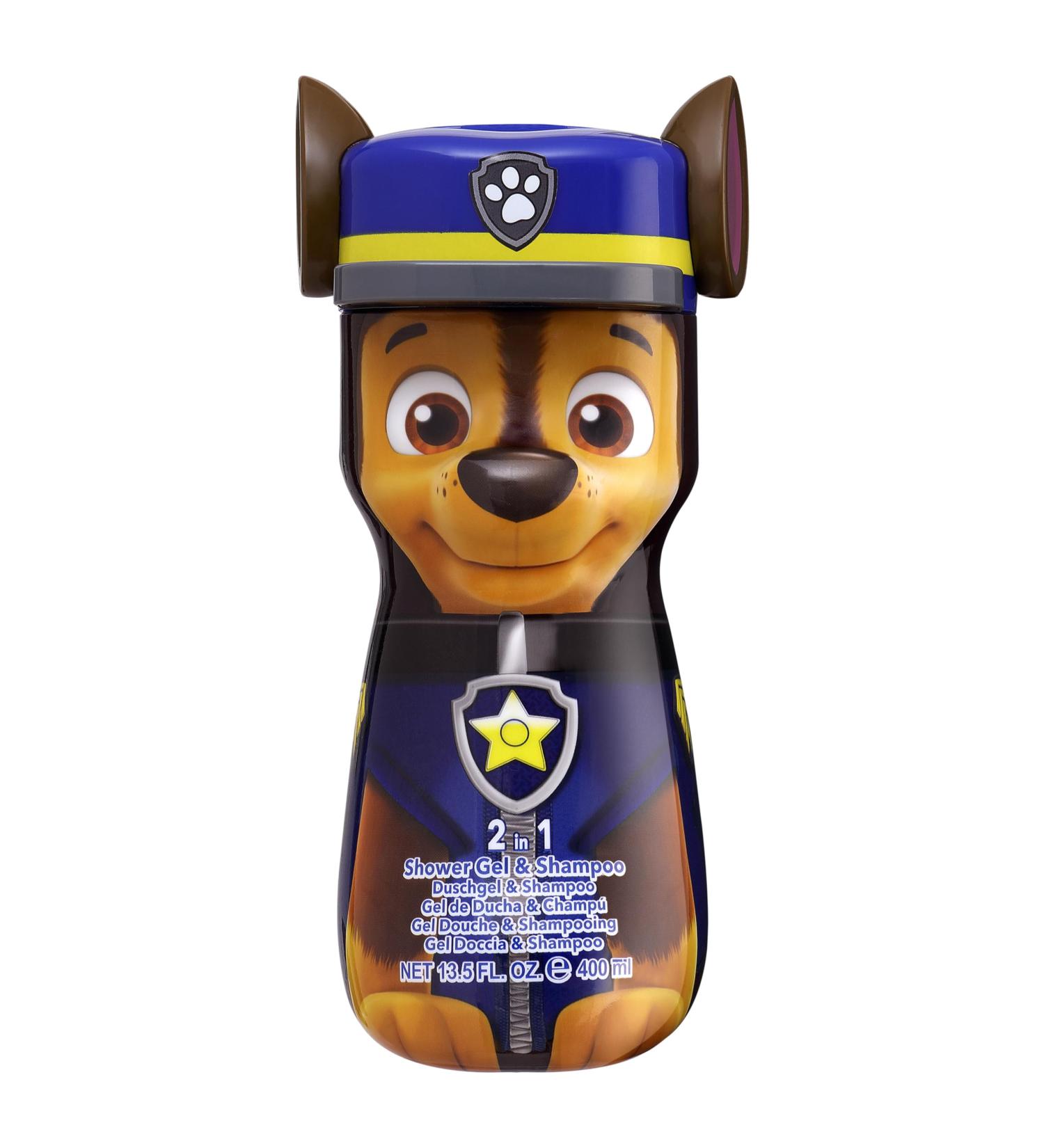 Paw Patrol Chase 3D Bottle Children Hair and Body Wash 2 in 1 Shower Gel and Shampoo Natural Vegan and FSC Approved Shower Gel and Shampoo for Kids 400 ml - Buy Online on GoSupps.com