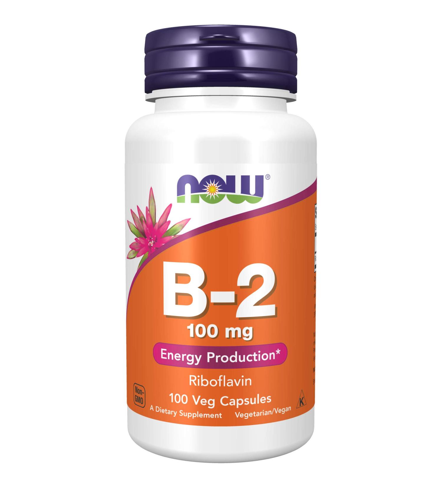 NOW Vitamin B-2 100mg - Energy Production Support - 100 Veg Capsules - Buy Online on GoSupps.com