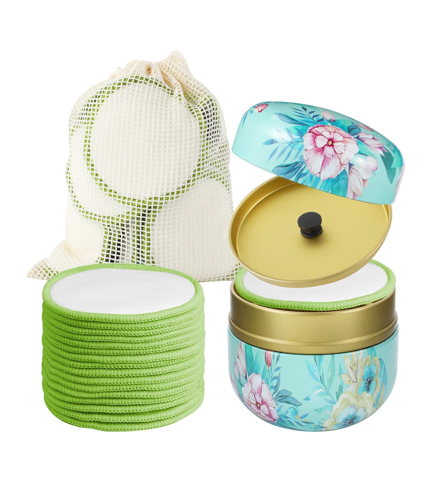 16Pcs Reusable Organic Cotton Makeup Remover Pads | Washable Face Wipes Cloth with Laundry Bag | Eco-Friendly Face Round Cotton | For Adults and Kids | Green - 16 Count - Buy Online on GoSupps.com