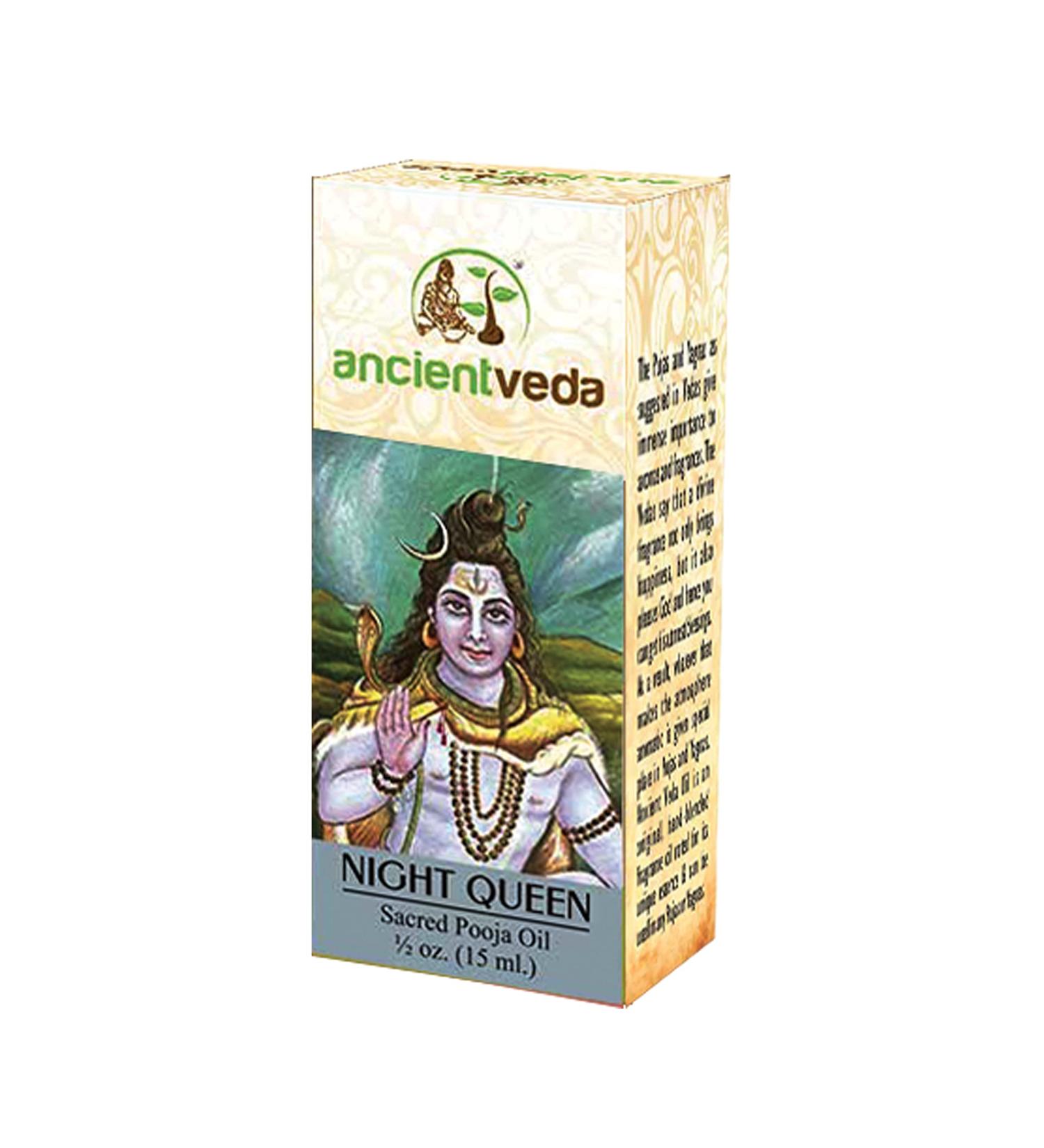 Ancient Veda Organic Puja Oil 100% Natural Pure Pooja Oil 15mL for Aromatherapy Prayer & Ayurvedic Practice (Night Queen)
