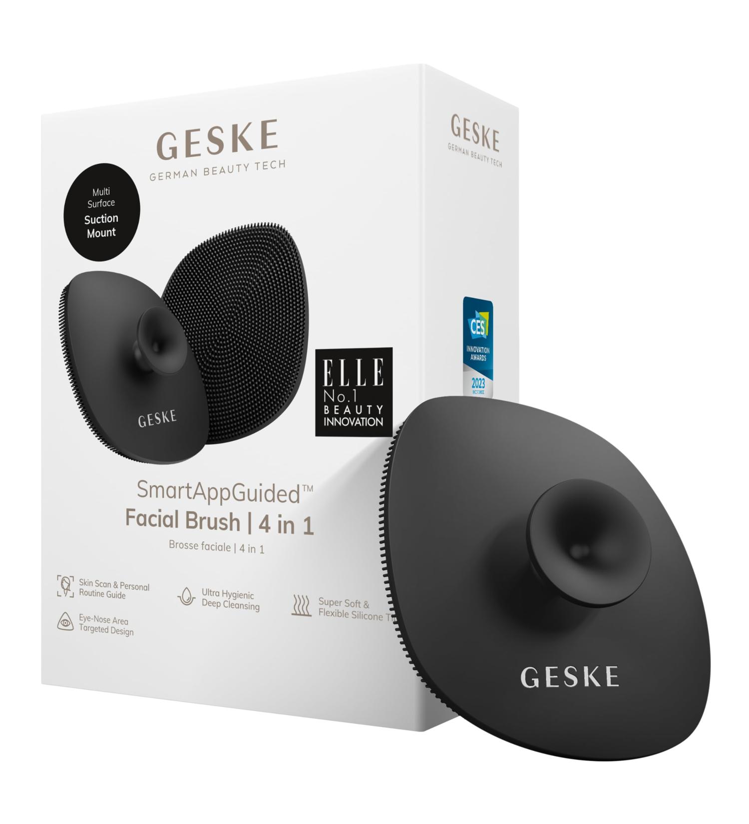 Geske SmartAppGuided 4-in-1 Facial Brush | Silicone Cleaning Device for Professional Skin Care | Soft Handle & Effective Cleaning in Gray - Buy Online on GoSupps.com