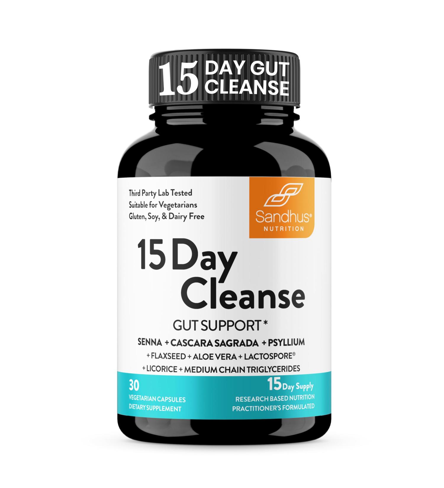Sandhu's 15-Day Gut Cleanse Colon Detox Digestive Health Supplement for Men & Women | Senna Cascara Sagrada Psyllium Husk & Probiotics | 30 Capsules - Buy Online on GoSupps.com