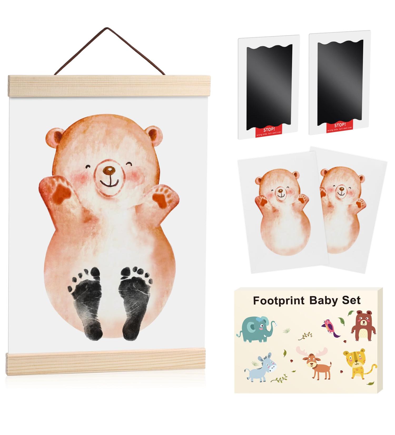 Togou2s Baby Footprint & Handprint Set - 2pcs Baby Stamp Cushion for Baby Shower Gift (0-6 Months) - Non-Contact Color Prints - Ideal Kinderzimmer Decoration - Buy Online on GoSupps.com