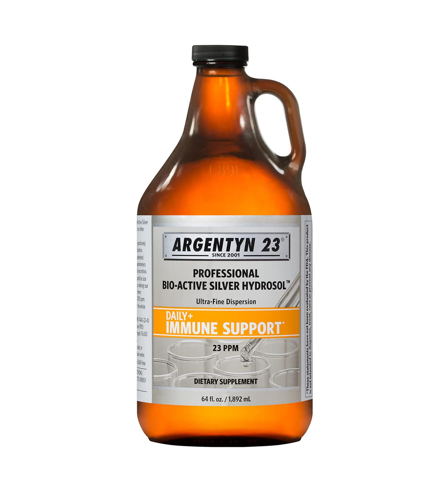 Argentyn 23 Professional Immune Support - Colloidal Silver Bio-Active Silver Hydrosol 23 ppm Liquid Twist Top 64 Fl Oz (1 892 mL) - Buy Online on GoSupps.com