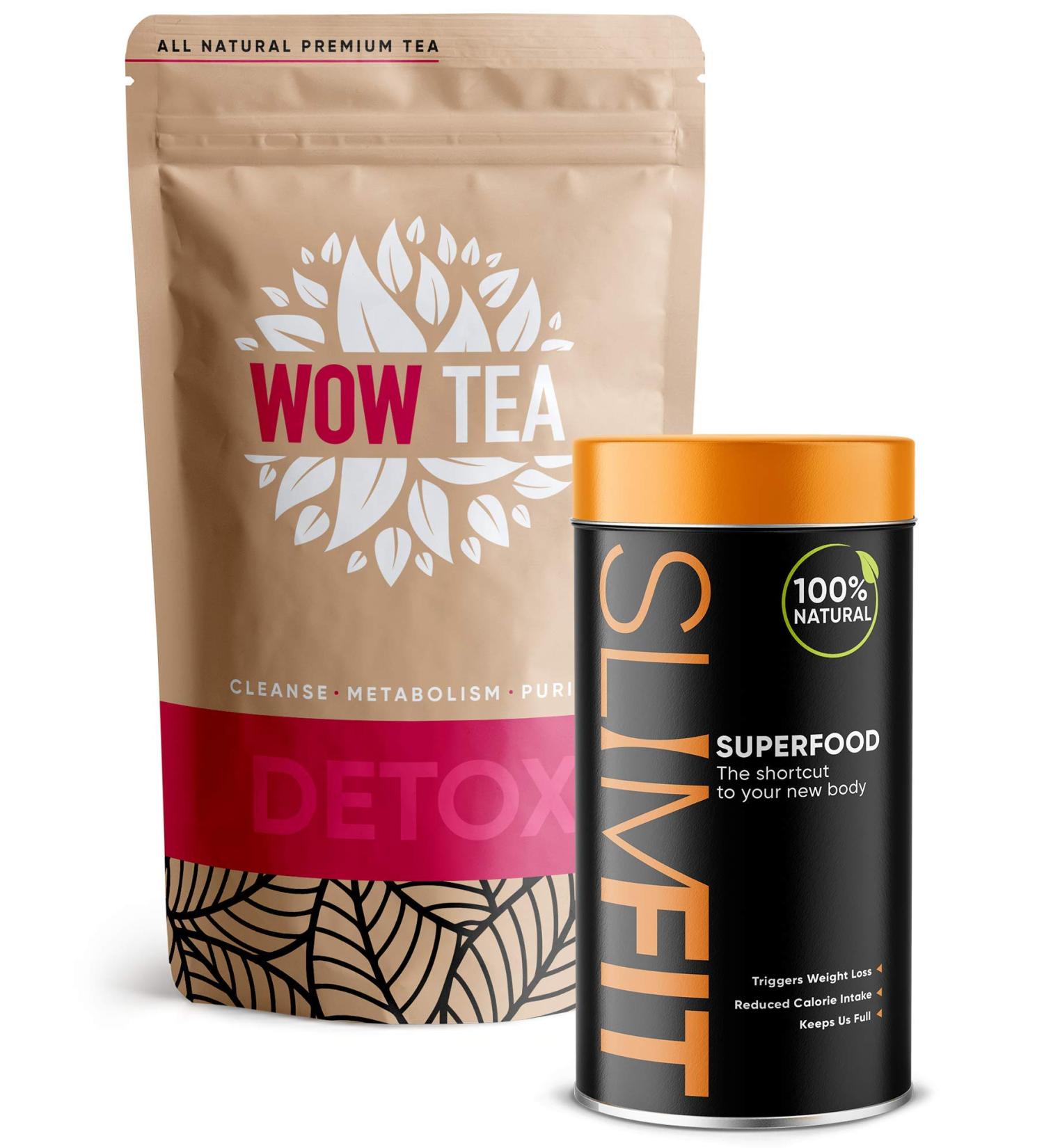 ATOP LLC WOW TEA Dual Tea & Meal Replacement Superfood Combo Weight Loss and Detox Tea 9 Superfoods Organic herbal tea with loose leaves 300g Made in EU - Buy Online on GoSupps.com