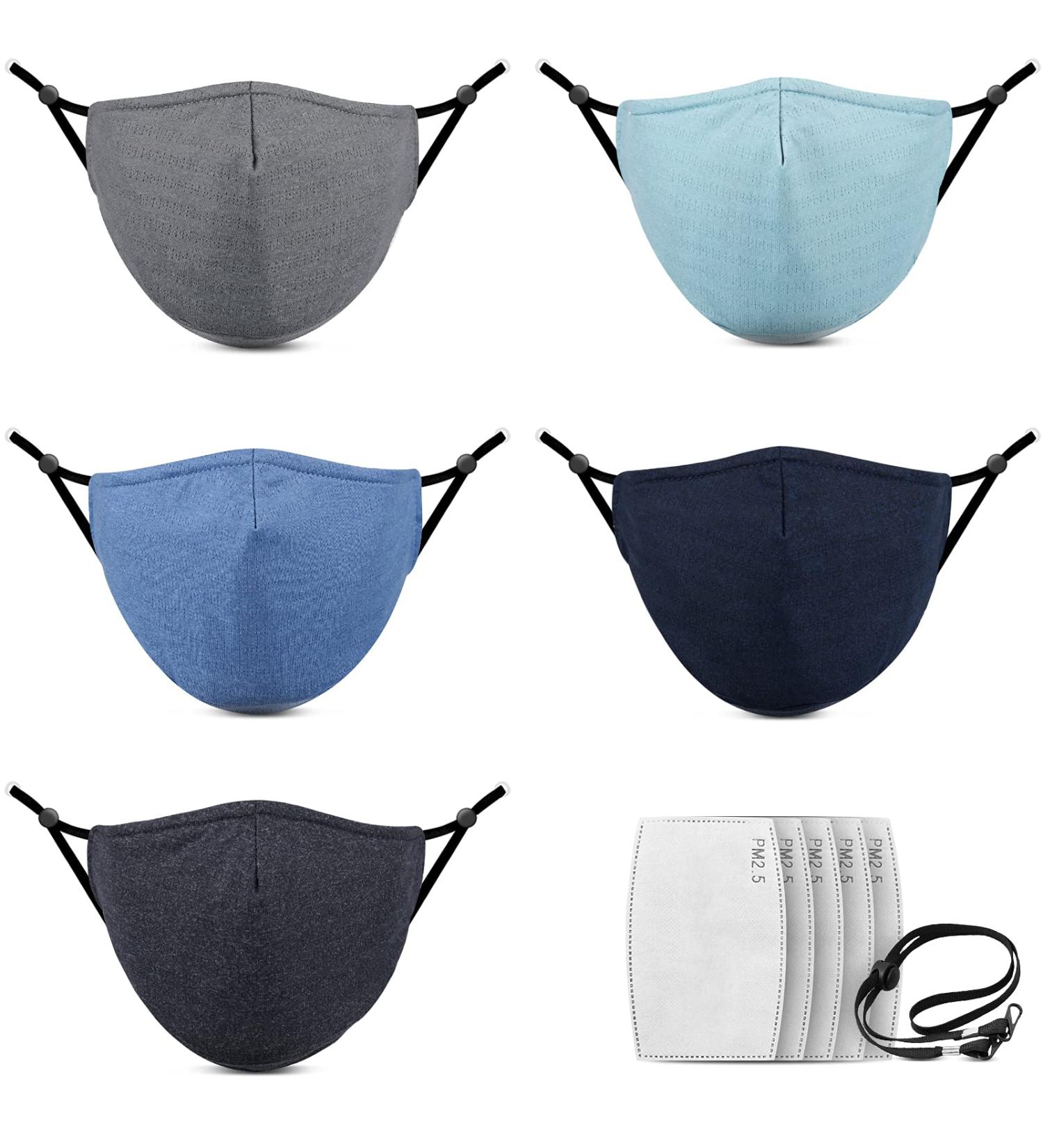 Sanatty Sports Cloth Masks for Men & Women - Breathable Washable Gym Face Masks with Nose Wire & Filters | 5 Pack - Buy Online on GoSupps.com