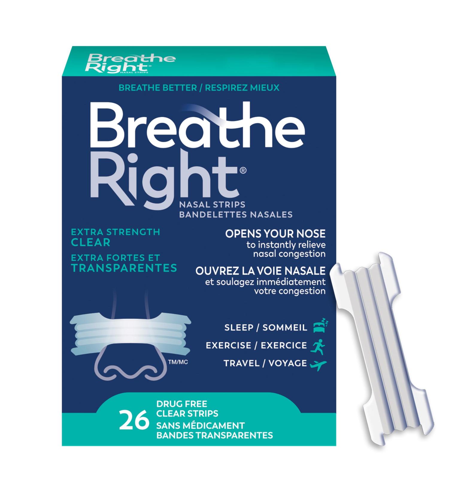 Breathe Right Extra Clear Nightly Sleep Clear 26 Count (Pack of 1) - Buy Online on GoSupps.com