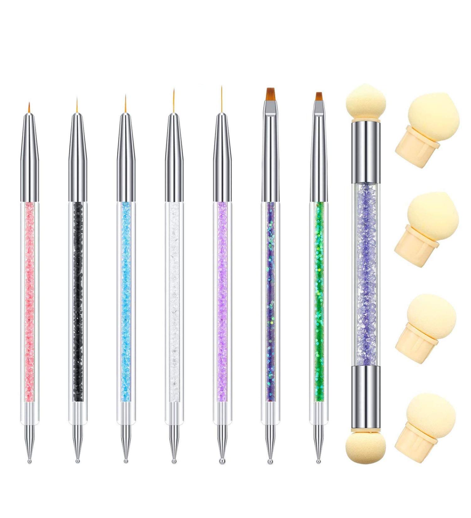 8pcs Nail Art Pen Set - Double Head Brushes & Replacement Sponge Heads for Professional Nail Design - Buy Online on GoSupps.com