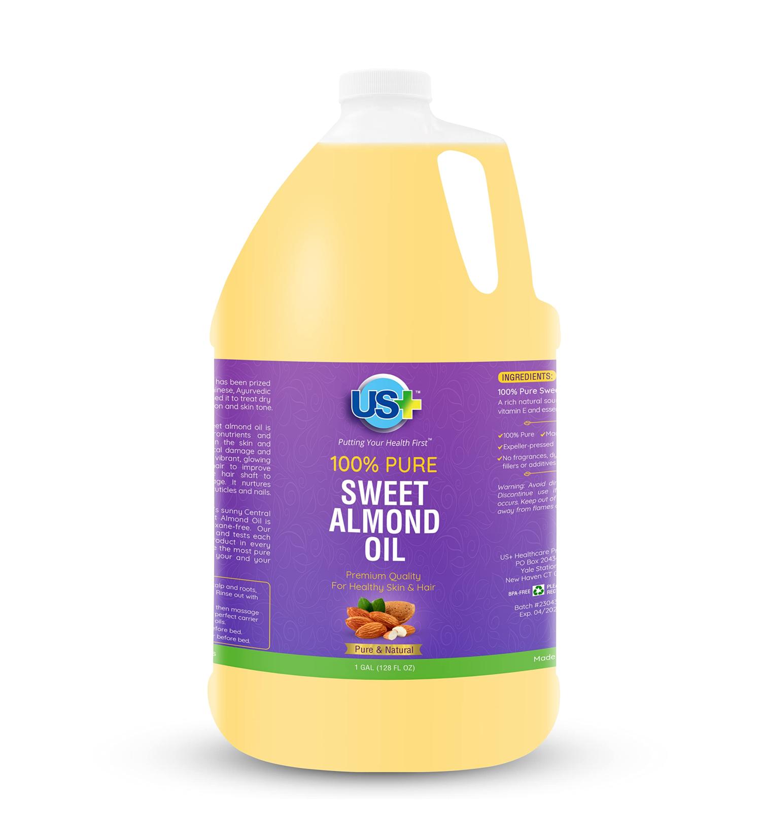 100% Pure Sweet Almond Oil - All-Natural Hexane-Free Expeller-Pressed - Premium Quality for Skin & Hair - 1 Gallon (128 Fl Oz) - International Shipping Available - Buy Online on GoSupps.com