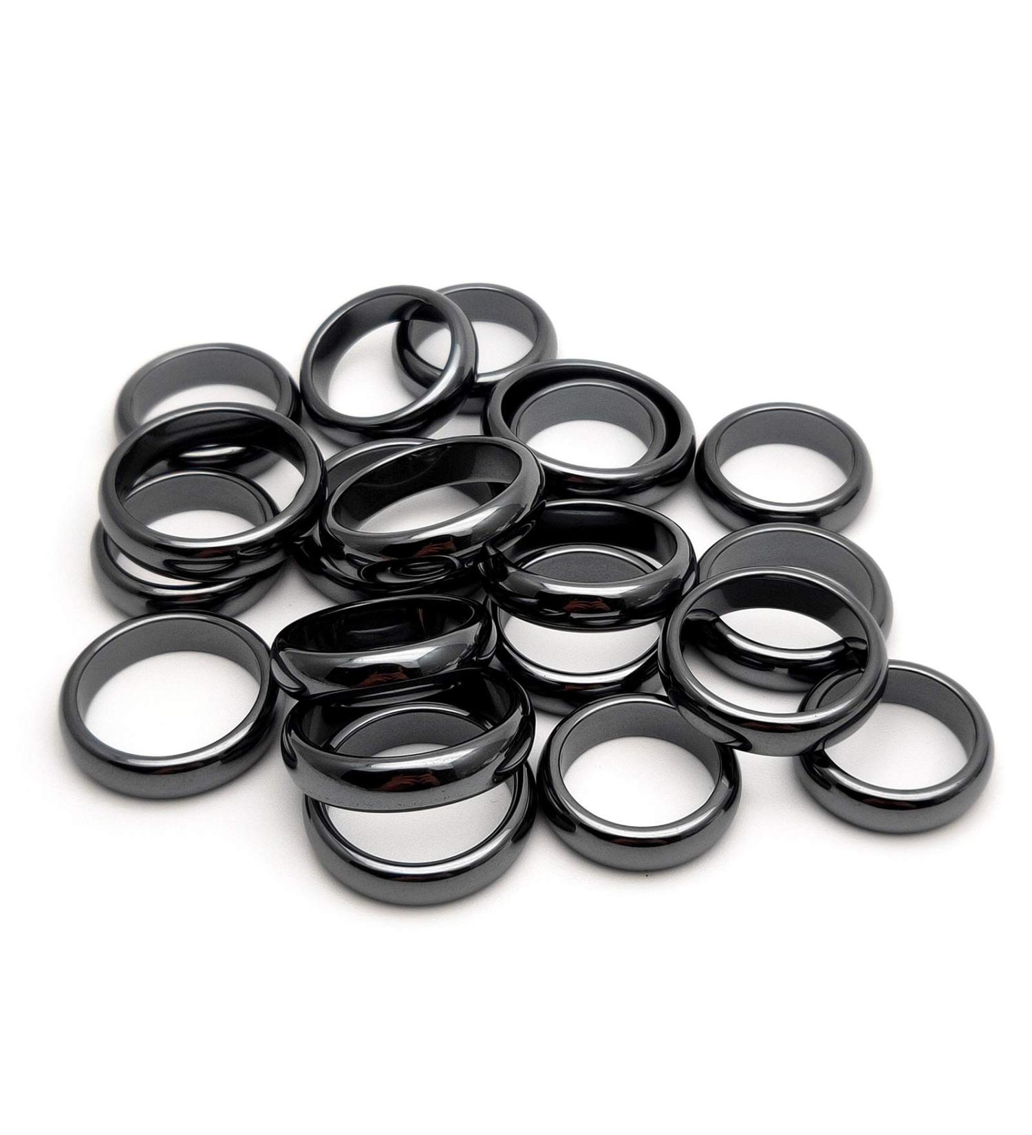 Morchic Hematite Stone Rings for Anxiety Balance Root Chakra - Pack of 20 Mixed Size 6mm Plain Band Rings for Women, Men, and Unisex - Buy Online on GoSupps.com