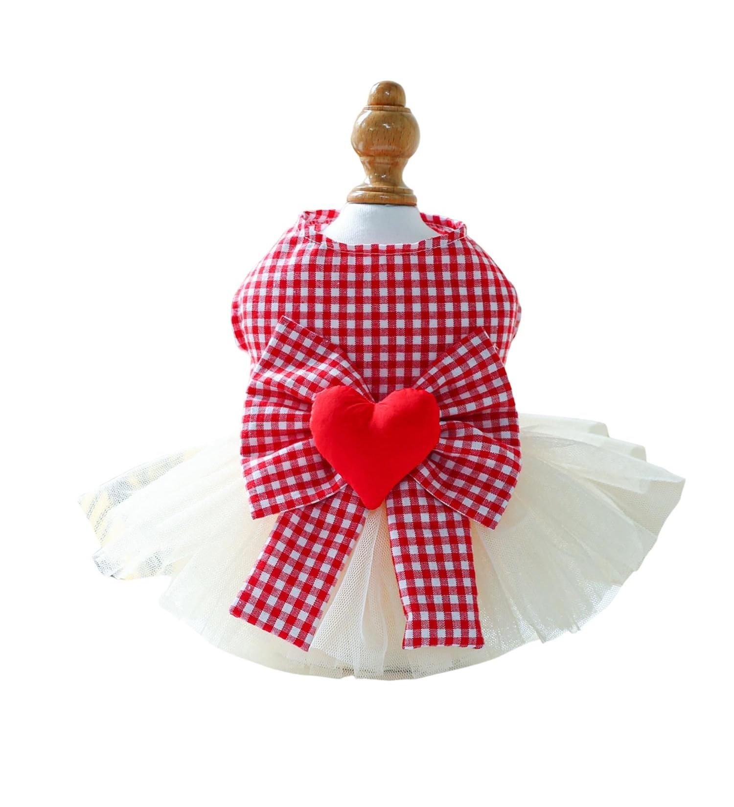 Bt Bear X-Small Red Love Tutu Dress for Small Dogs & Cats - Puppy Skirt Princess Dress Wedding Outfit - Buy Online on GoSupps.com
