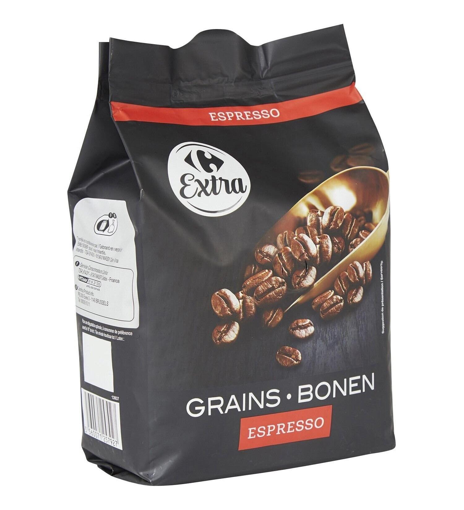CARREFOUR EXTRA Caf en Grains Espresso Intense et Aromatique Fra cheur Pr serv e (500g) - lot de 3 - Vendu par Lot