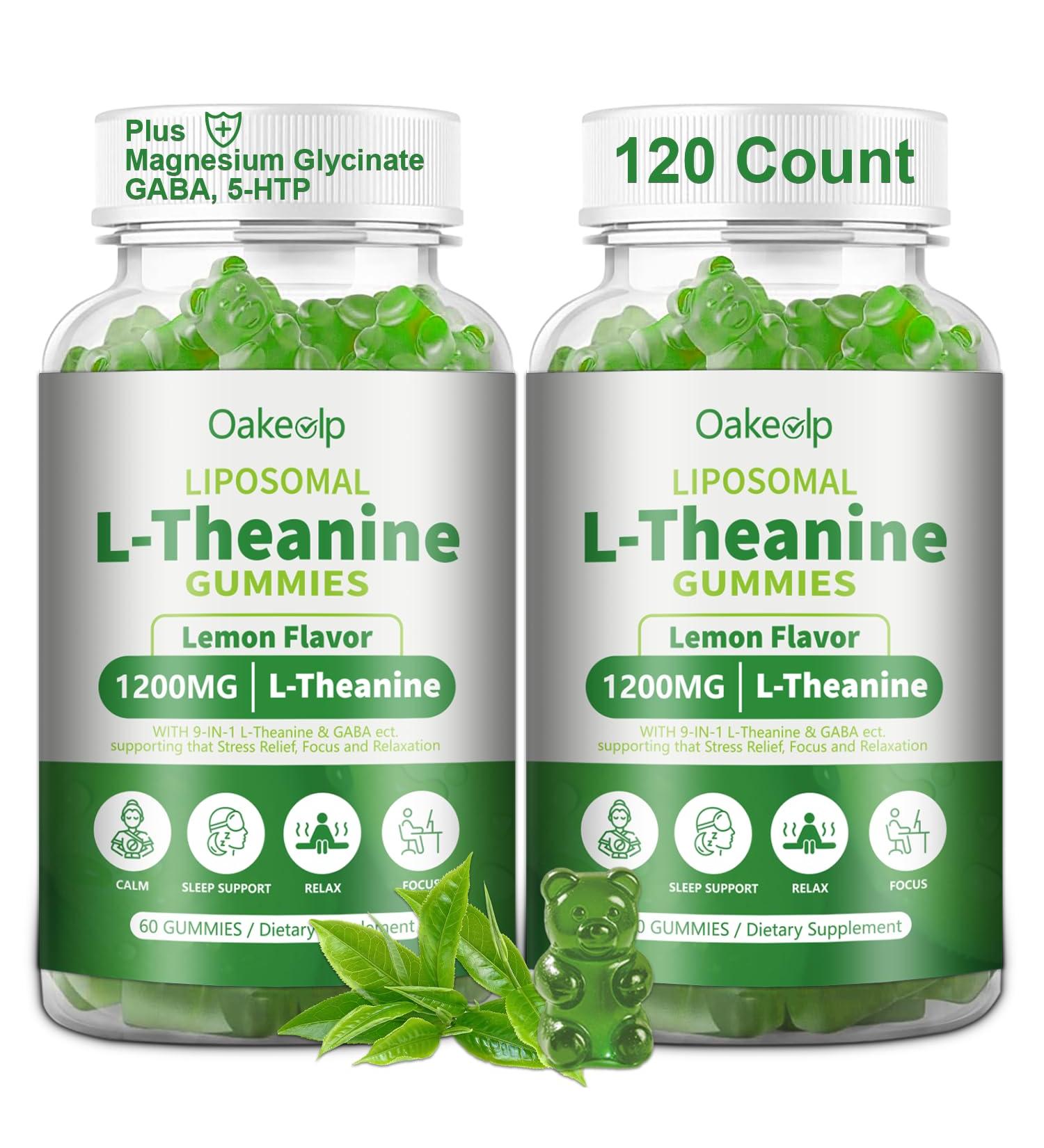 Liposomal L-Theanine 1200mg Gummies Complex Magnesium GABA 5-HTP Ashwagandha etc for Calm Zzz & Relaxation Support for Adults Children & Elderly Liposomal Enhance 98% Absorption 60 Count (Pack of 2) - Buy Online on GoSupps.com