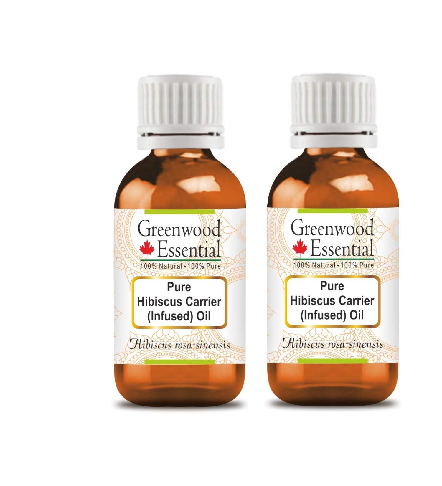 Greenwood Essential Pure Pure Hibiscus Carrier (Infused) Oil (Hibiscus rosa-sinensis) Premium Therapeutic Grade for Hair, Skin & Aromatherapy (Pack of Two) 100ml X 2 (6.76 oz) - Buy Online on GoSupps.com
