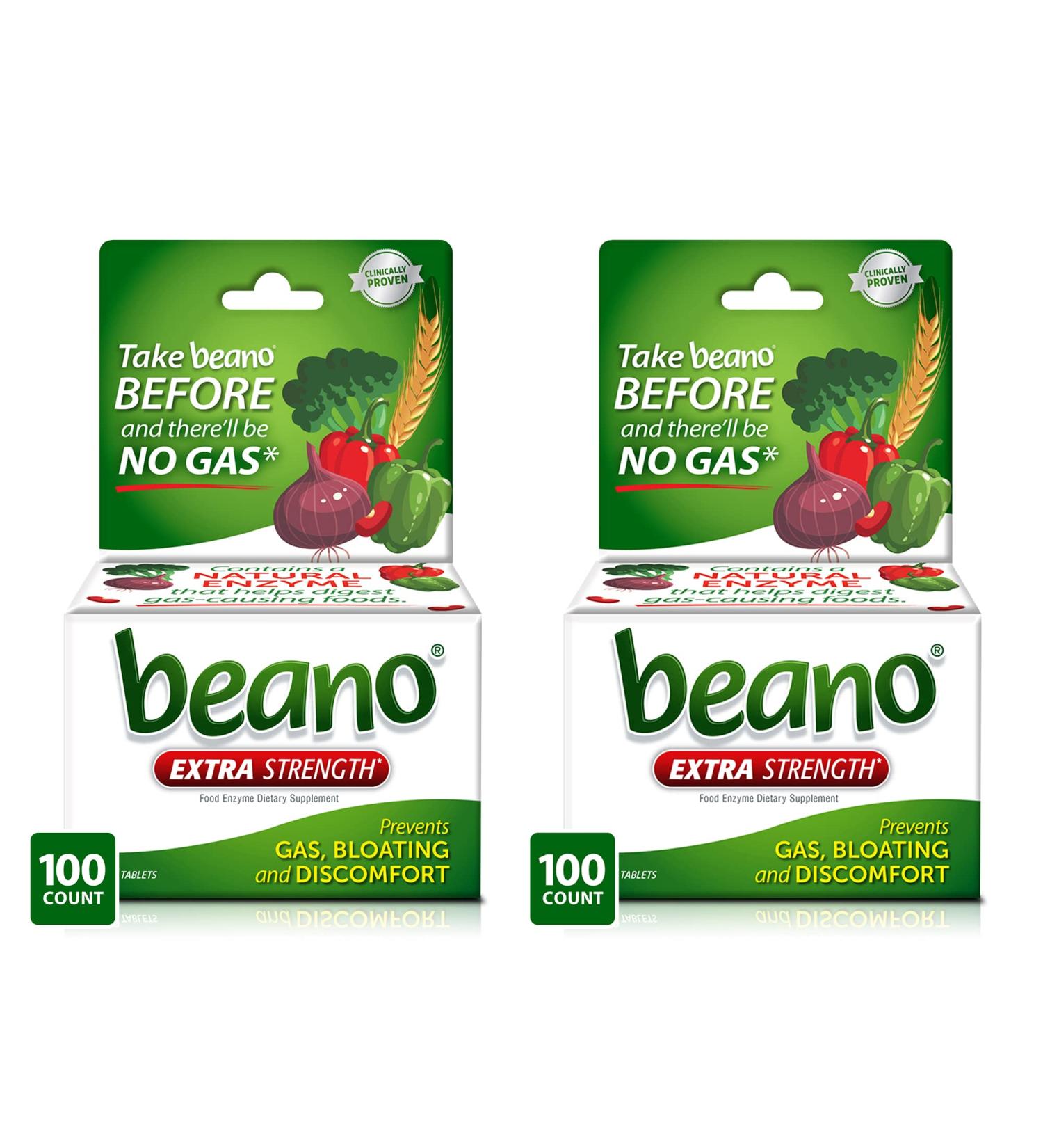 Beano Food Enzyme Dietary Supplement Tablets - 100 Count (Pack of 2) - Digestive Support - Buy Online on GoSupps.com