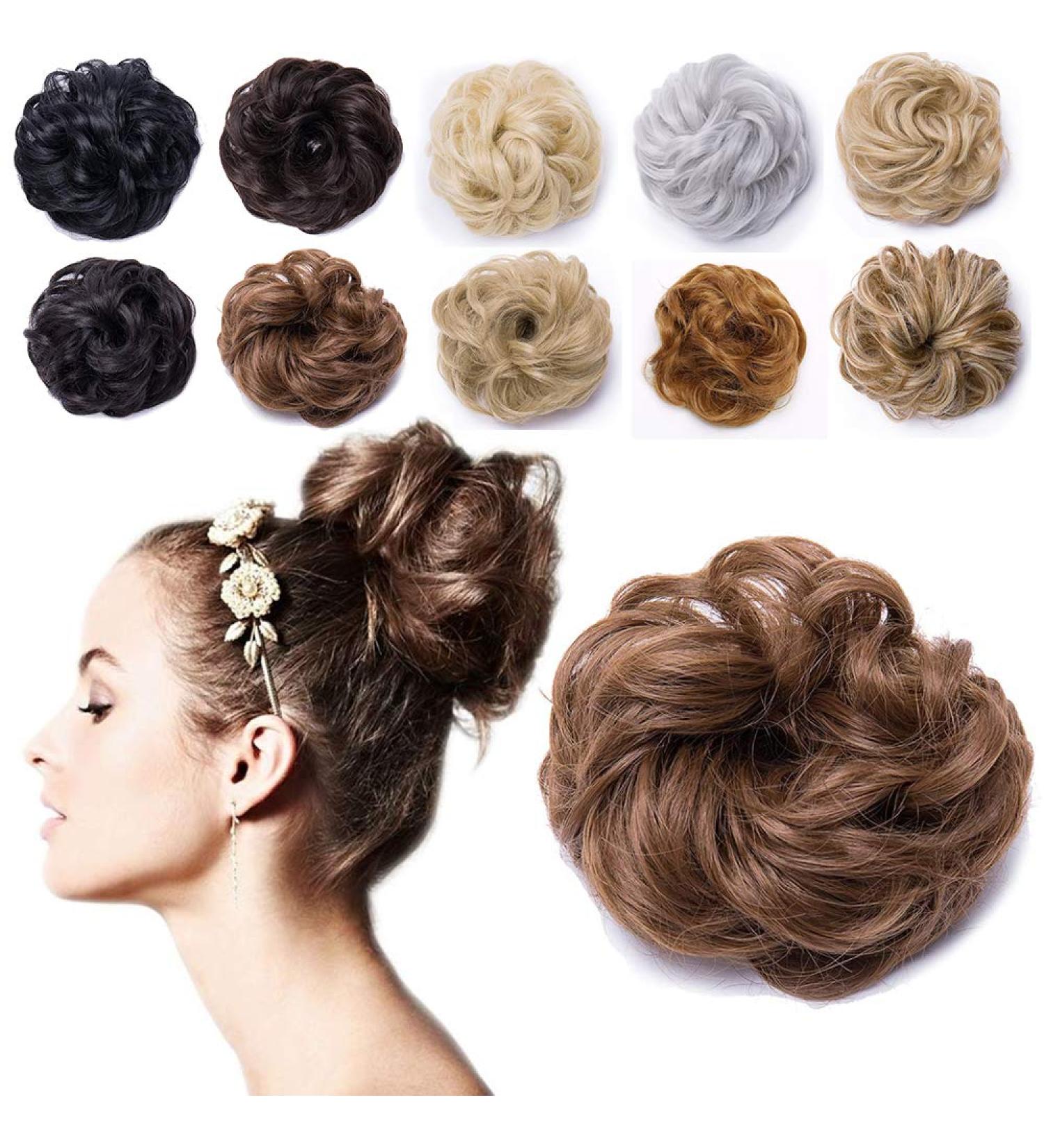 SEGO Hair Extensions - Light Brown Wavy Hair Tie Updo Bun | Voluminous Real Hair 40g - International Shipping - Buy Online on GoSupps.com
