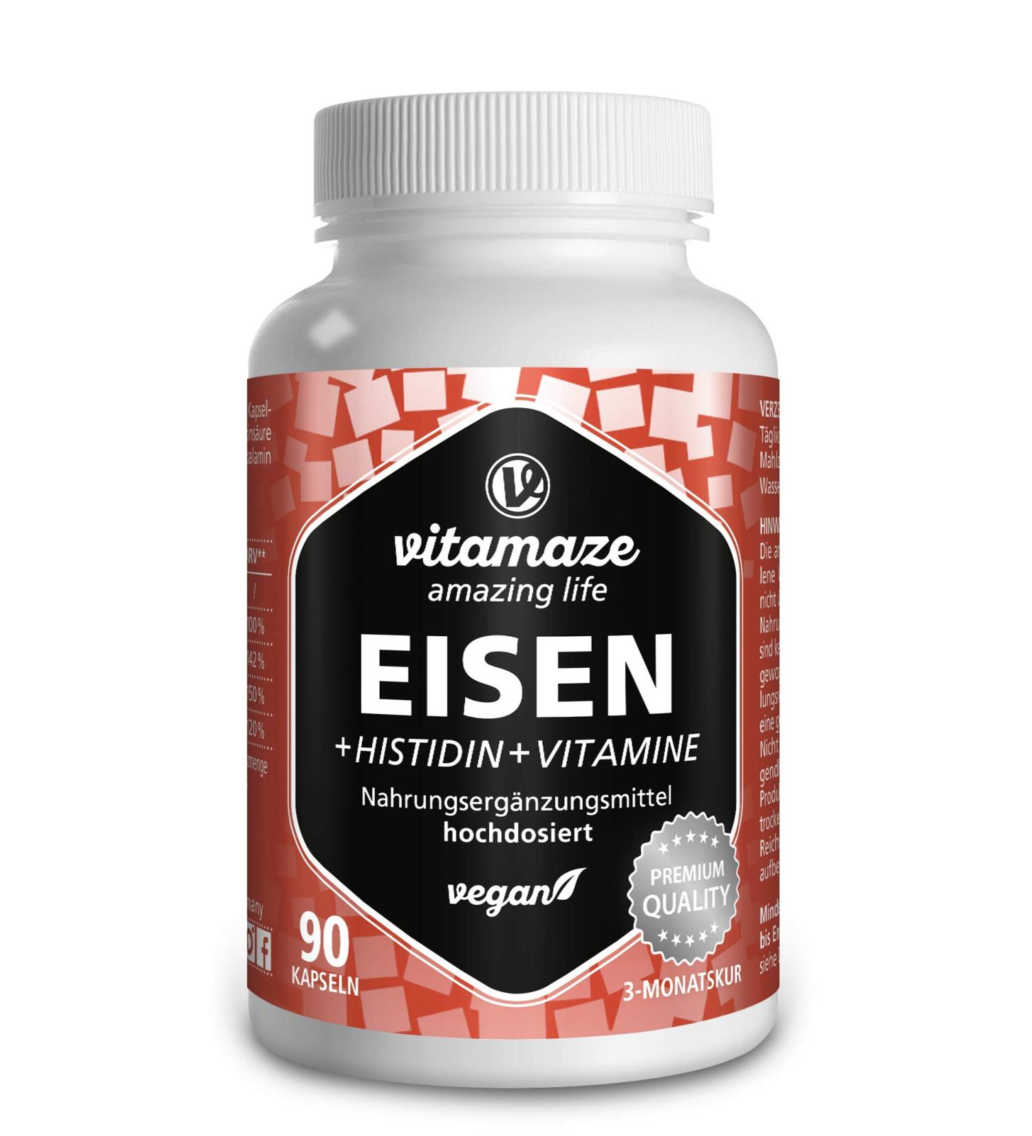High-Dosed Iron Capsules with Vitamin C & B Vitamins | Natural Additive-Free Supplement Made in Germany | Optimal Bioavailability - Buy Online on GoSupps.com