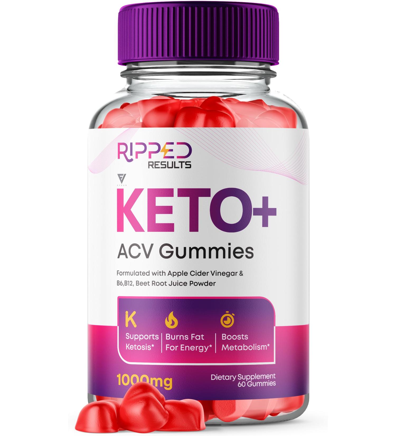 Ripped Results Keto Gummies - Advanced 1000MG ACV Supplement | Energy Boost with B12 & Beet Root | 60 Gummies - Buy Online on GoSupps.com