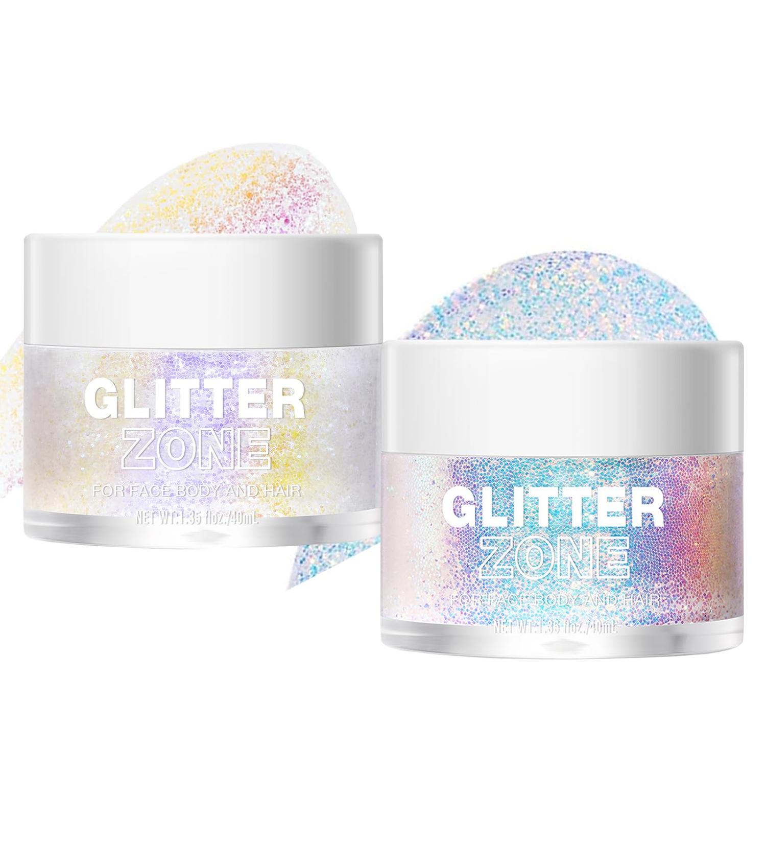Body Glitter Gel 40ml Chunky Sequins for Hair Face & Body | Festival Makeup - Gold & Violet - Buy Online on GoSupps.com