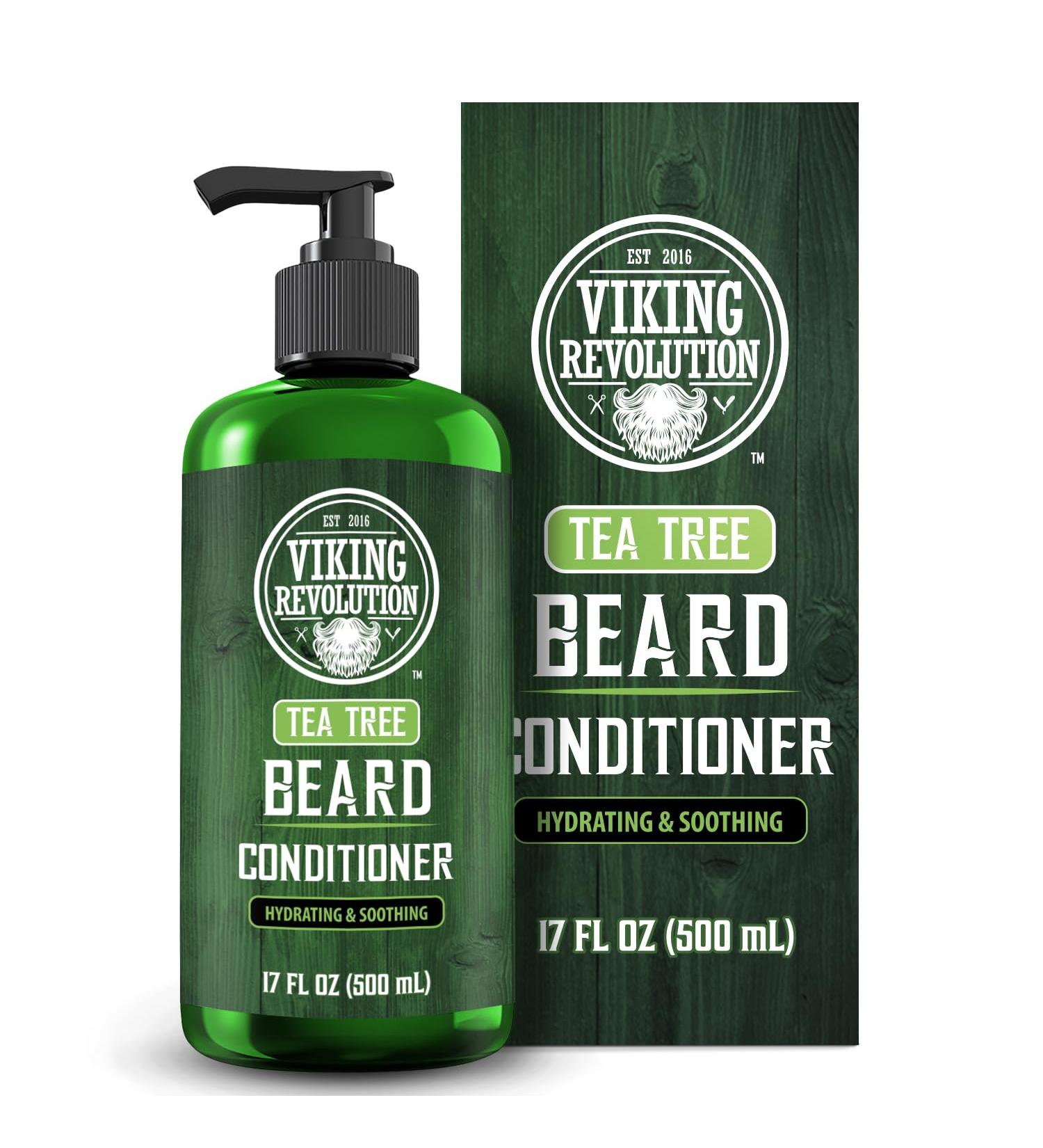 Viking Revolution Tea Tree Beard Conditioner for Men - Natural Beard Softener with Argan & Jojoba Oil | Strengthen & Moisturize Beard Care (17oz - Buy Online on GoSupps.com