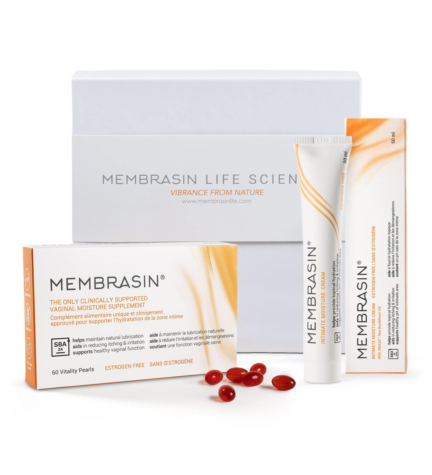 Membrasin 30 Day Supply: Natural Estrogen-Free Oral Supplement & Vulva Cream for Women - Buy Online on GoSupps.com