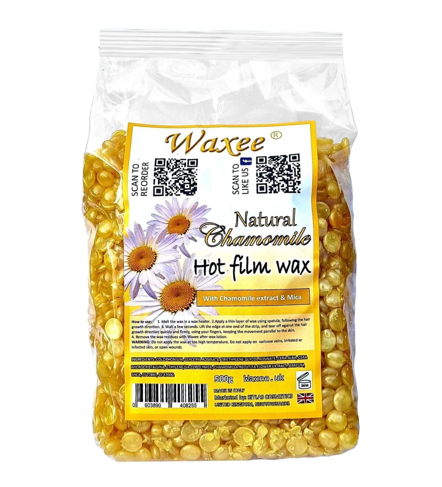 NO STRIPS! Low temperature Natural Hot Film Hard Wax Pellets Brazilian Bikini (500g bag) by KITLAS Cosmetics