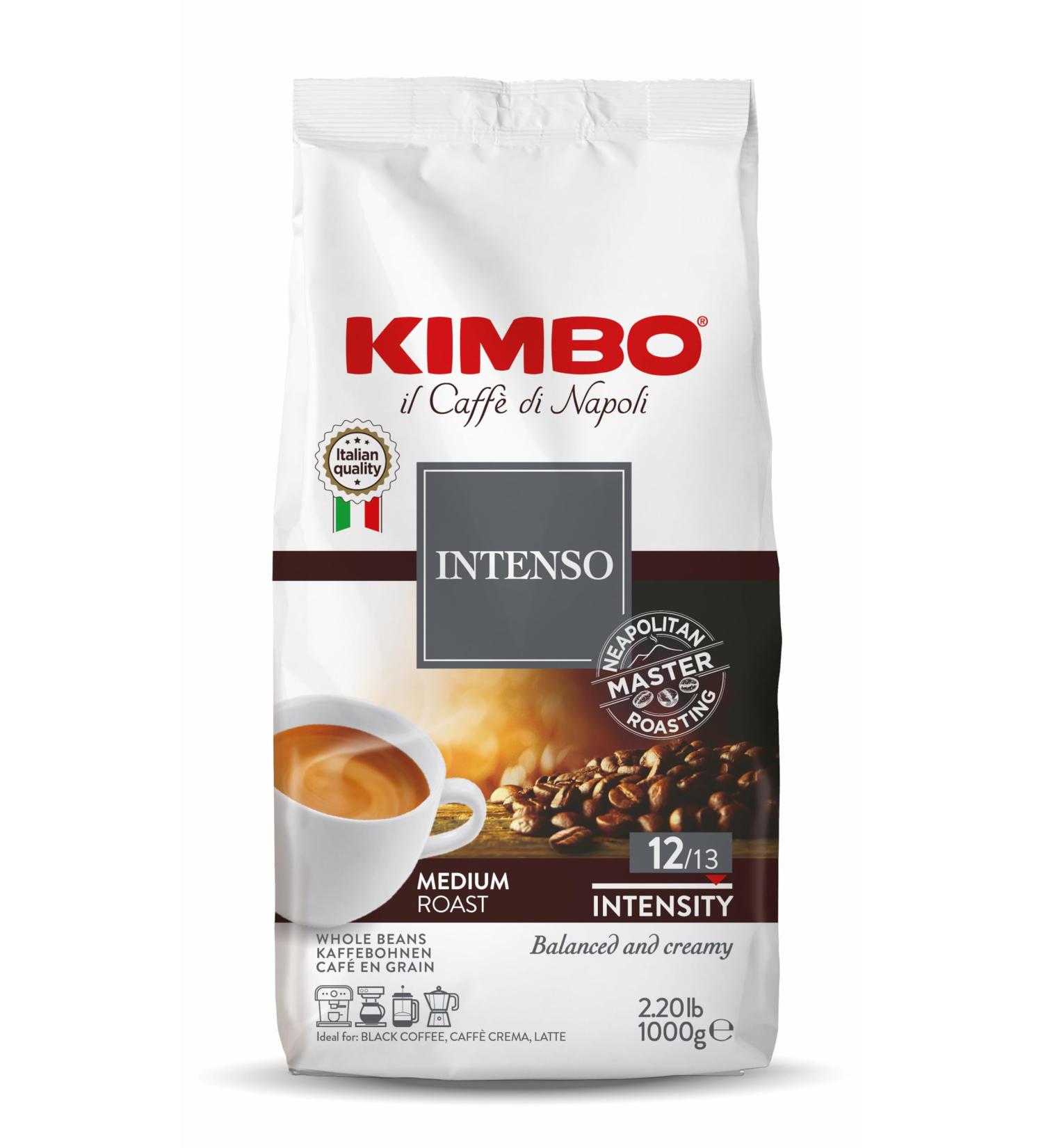 Kimbo Intenso coffee beans, ideal for espressos, 1 kg bag