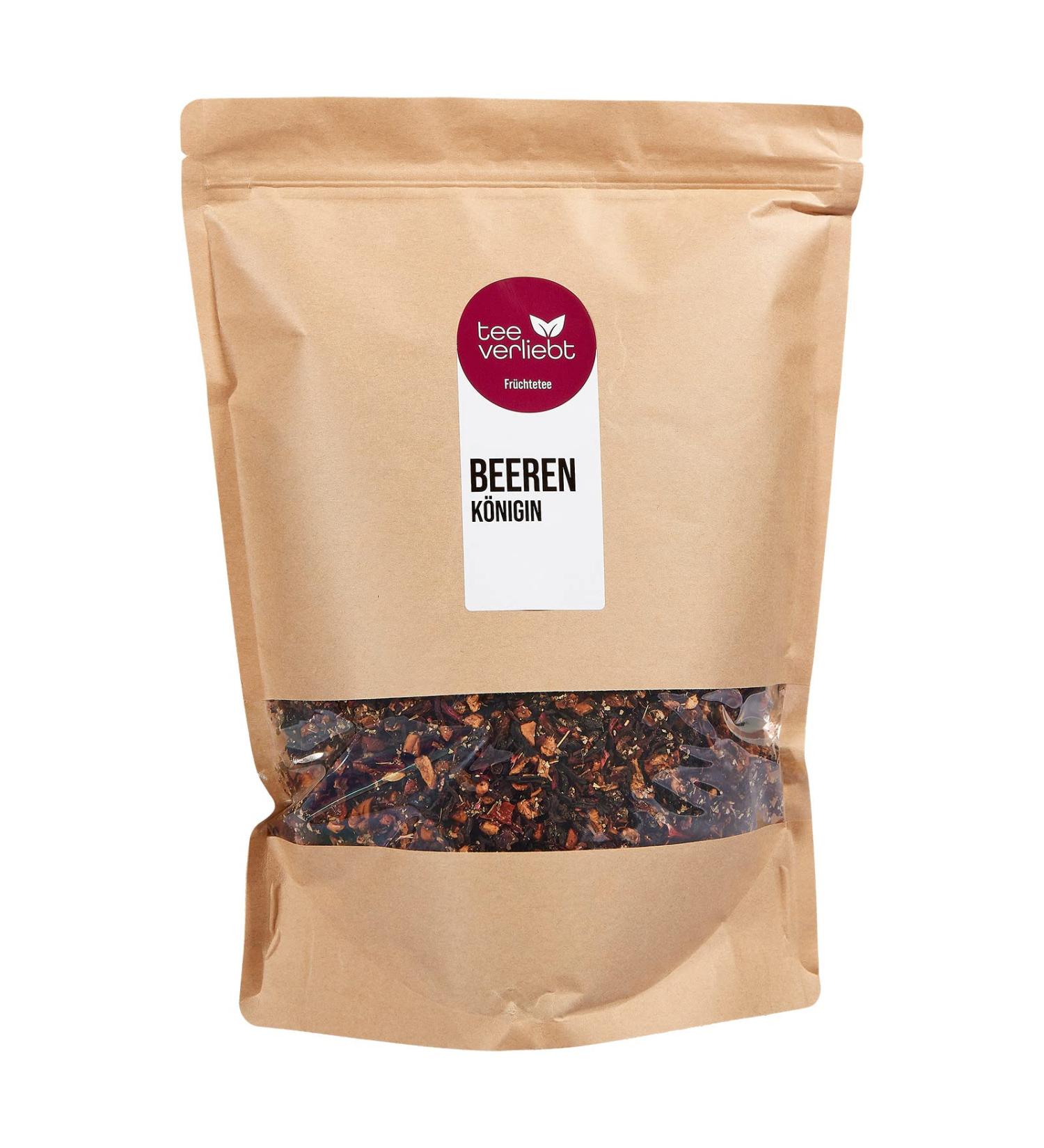 FRUTEG Loser Fruit Tea Beerenkenigin 1000 g | Fruit tea loose - finest leaf quality | Tasty composition of tea mix with raspberries strawberries blackberries | Tea loose 1 kg - Buy Online on GoSupps.com