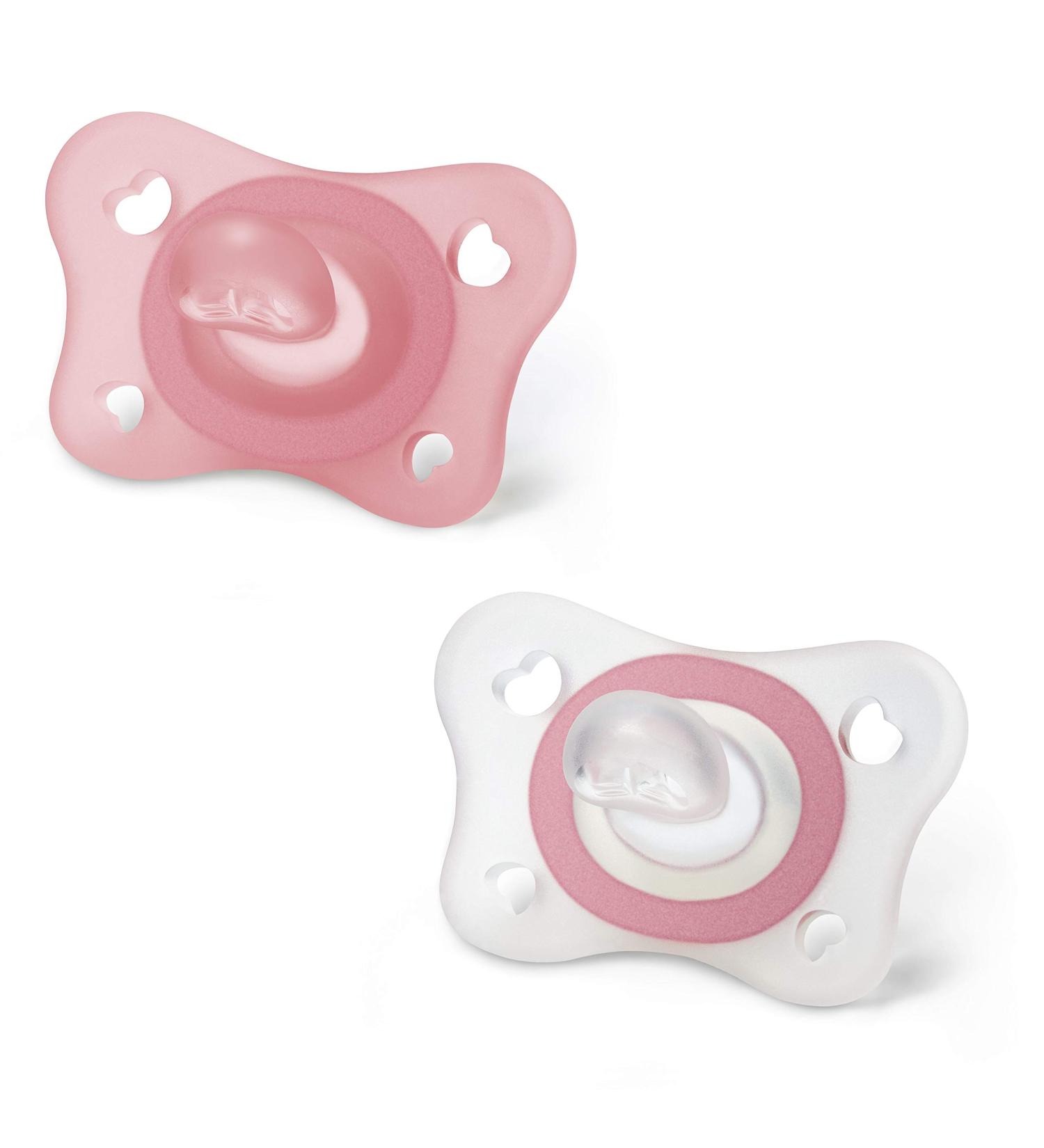 Chicco PhysioForm Silicone Pacifier Set for 2-6 Months | Promotes Healthy Mouth Development | 2 Pieces Pink - Buy Online on GoSupps.com