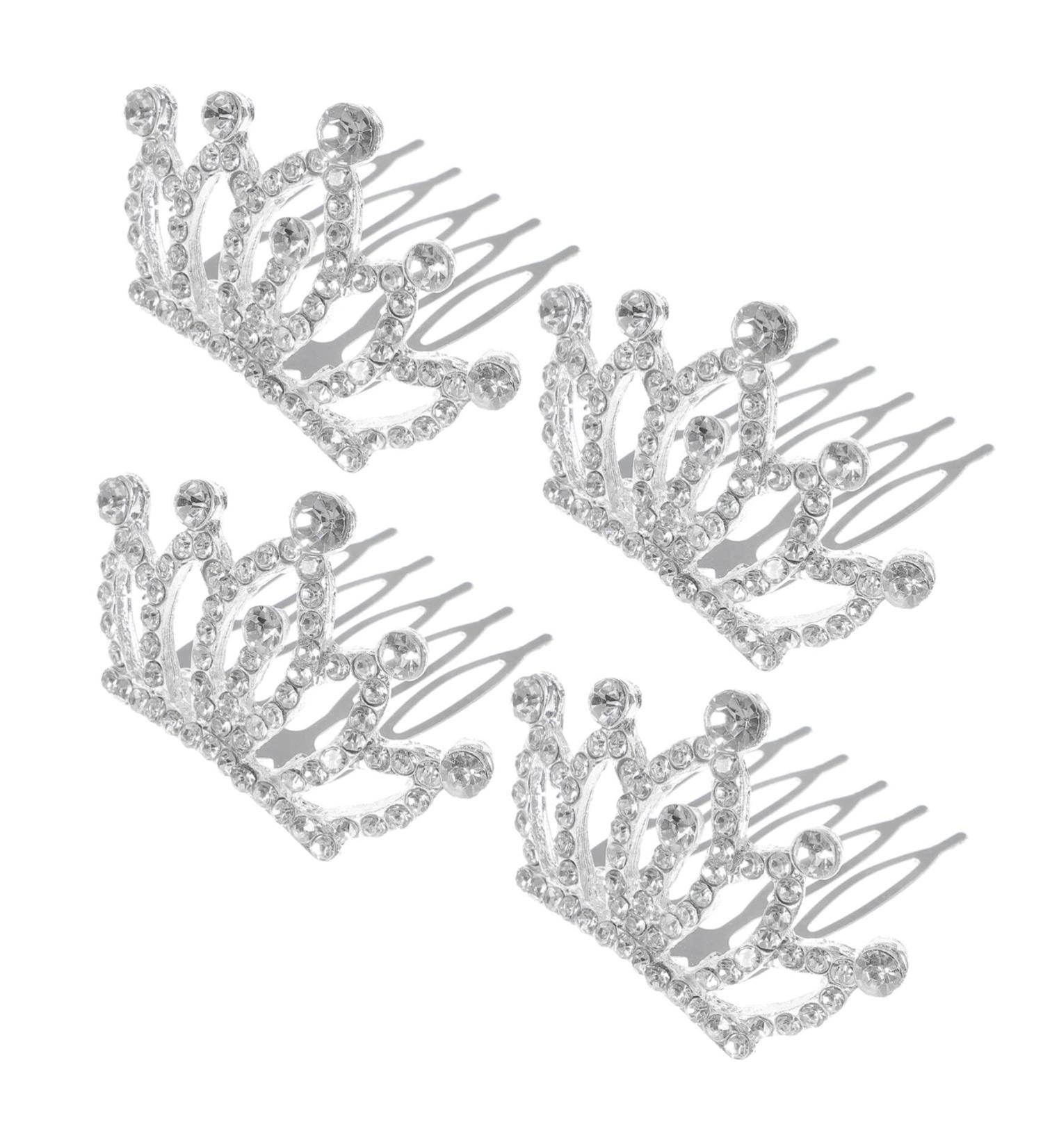 Minkissy 4pcs Crown Comb Hair Clips for Kids - Cute Tiara Combs for Girls Party Headdress - Buy Online on GoSupps.com