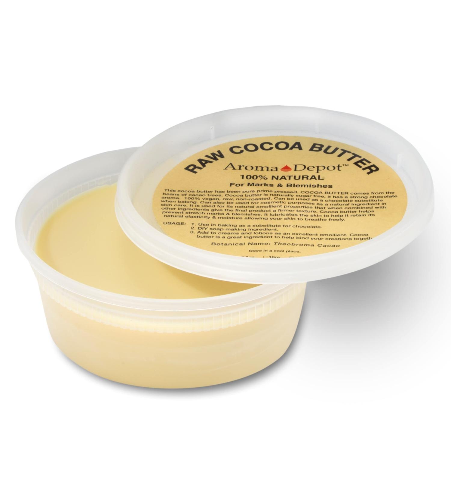 Aroma Depot 8 oz Raw Cocoa Butter Unrefined - 100% Natural Pure for Skin, Body, Hair Care - Reduces Fine Lines, Wrinkles, Eczema, Psoriasis - DIY Body Butter Lotions Creams - 8 Ounce - Buy Online on GoSupps.com