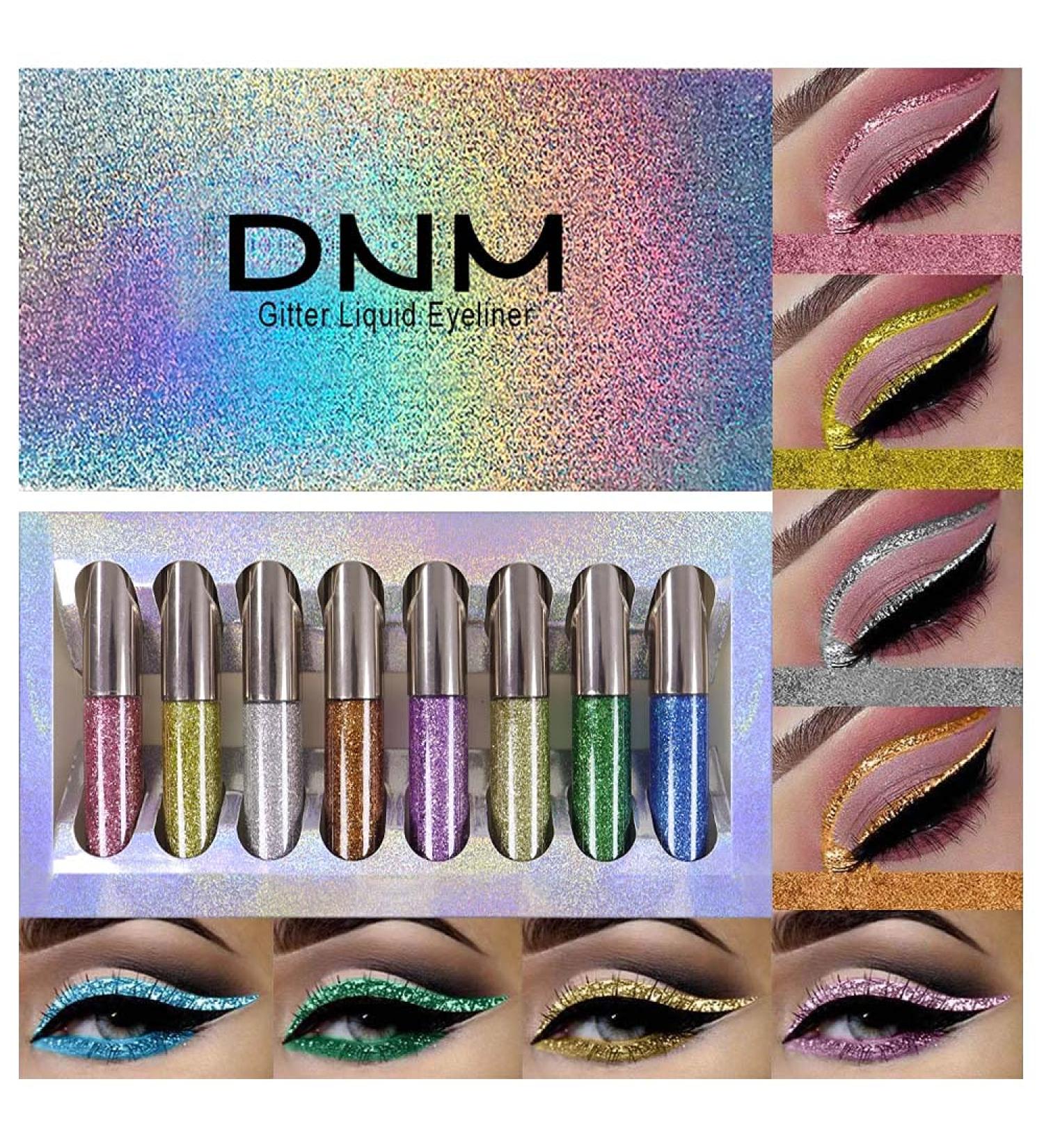 8 Colors Liquid Glitter Eyeliner Set - Metallic Sparkly Colorful Glitter Gel Eyeliner Pen Pack - Glitters for Eyes - 8 Count - Buy Online on GoSupps.com