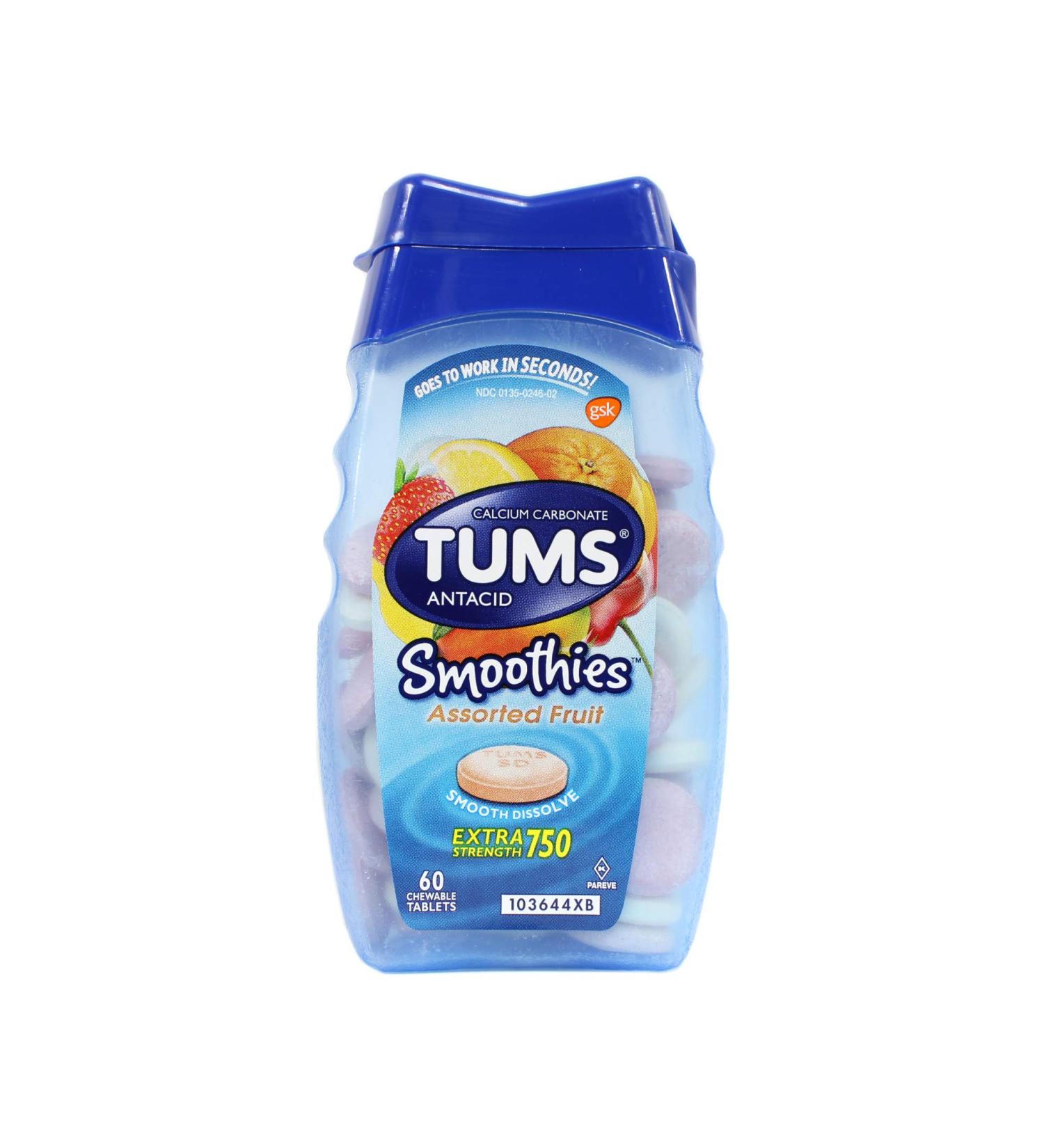 Tums Tropical Fruits Smoothies Assorted 60 Tablets