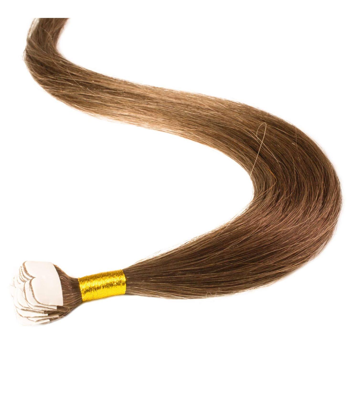 Hair2Heart Premium Mini Tape Extensions - 36 Real Hair Tapes 60cm 8/03 Light Blonde Natural Gold & #8 Light Brown - Buy Online on GoSupps.com