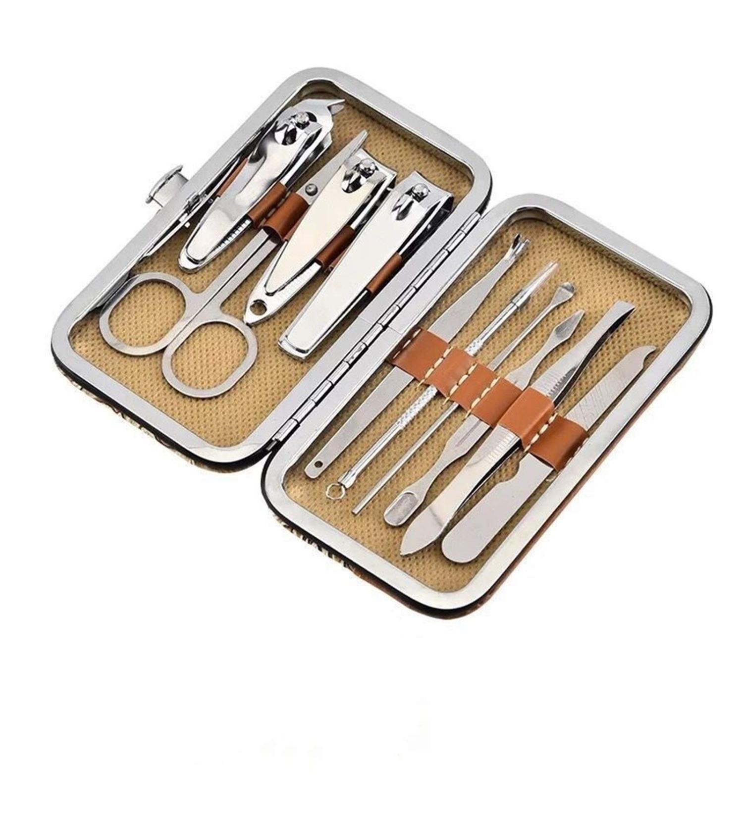 OPKDE 10 in 1 Stainless Steel Tweezer Nail Art Clipper Scissors Tweezer Knife Manicure Nail Art Cutter Pedicure Manicure Tools 1 Set - Buy Online on GoSupps.com