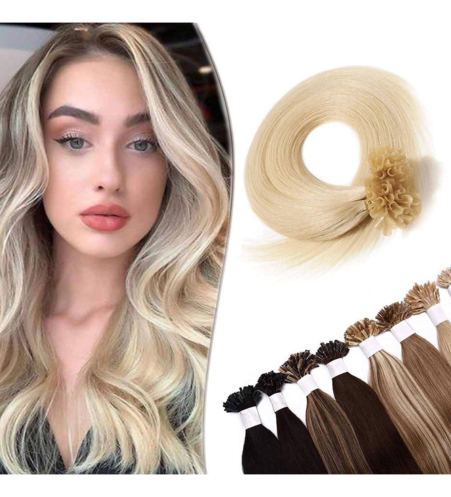 22" Pre Bonded Hair Extensions 100 Strands #60 Platinum Blonde (50g) - Buy Online on GoSupps.com