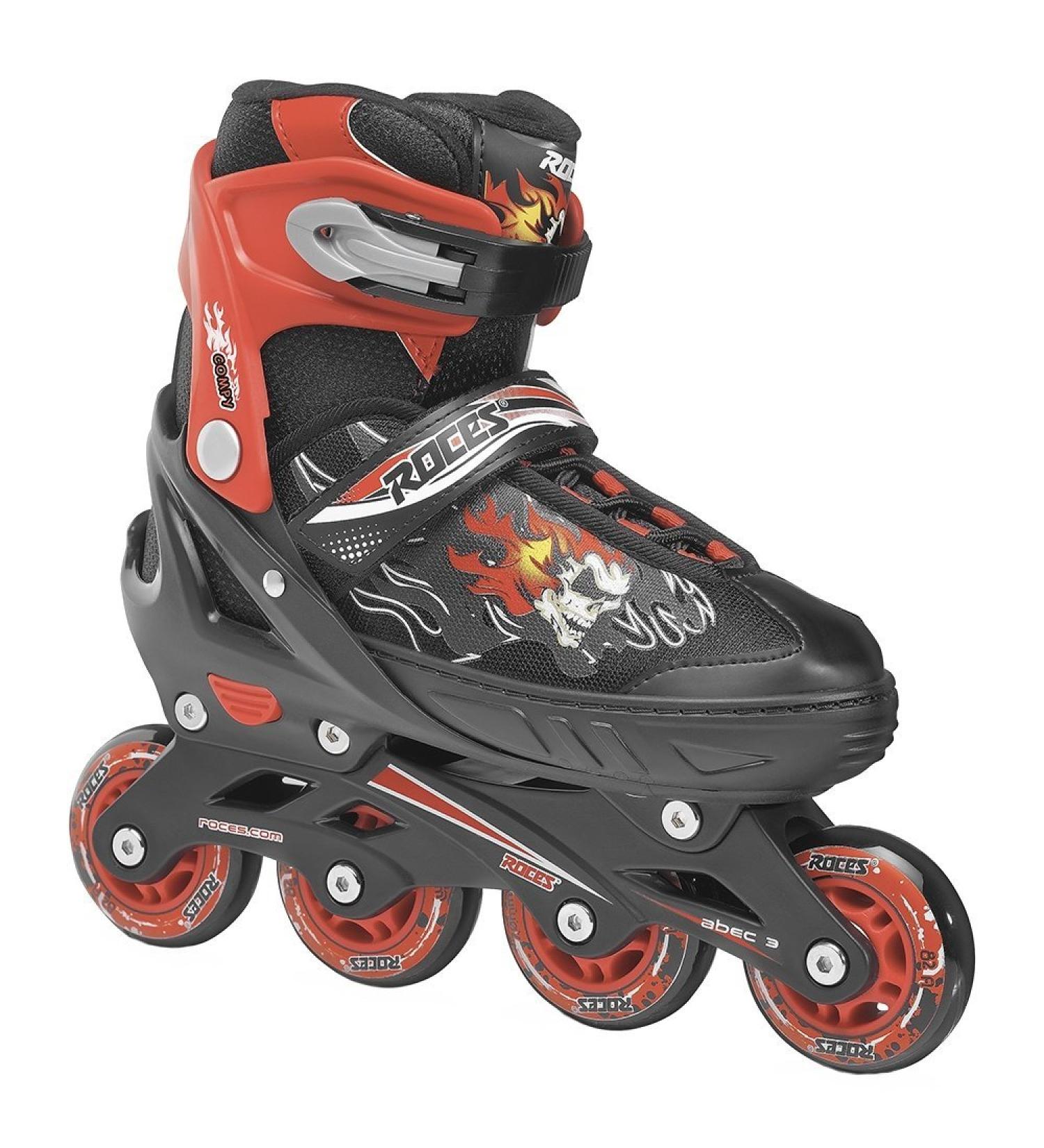 Roces Roces 400808 Men's Model Compy 6.0 Adjustable Inline Skate, Black/Red Black/Red US 2.5-4.5