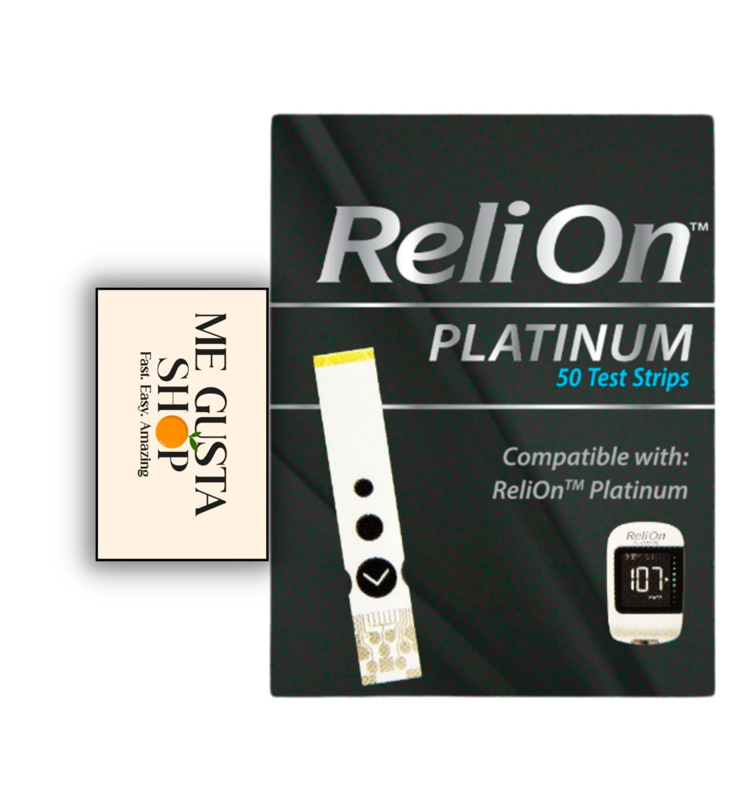 ReliOn Platinum Blood Glucose Test Strips 50 Count + Me Gustas Stickers - Pack of 1 - Buy Online on GoSupps.com