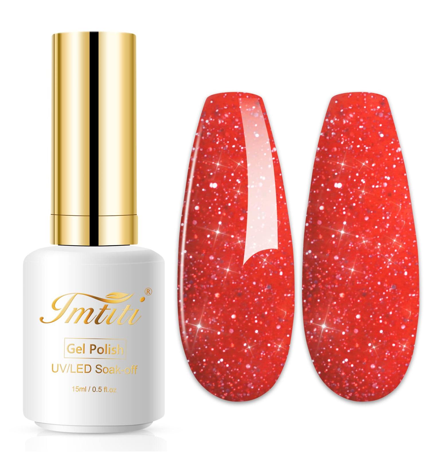Imiti 15ml Red Glitter Gel Nail Polish - Soak Off UV LED Gel for DIY Nail Art | Best Manicure Starter Kit for Women & Girls - Buy Online on GoSupps.com
