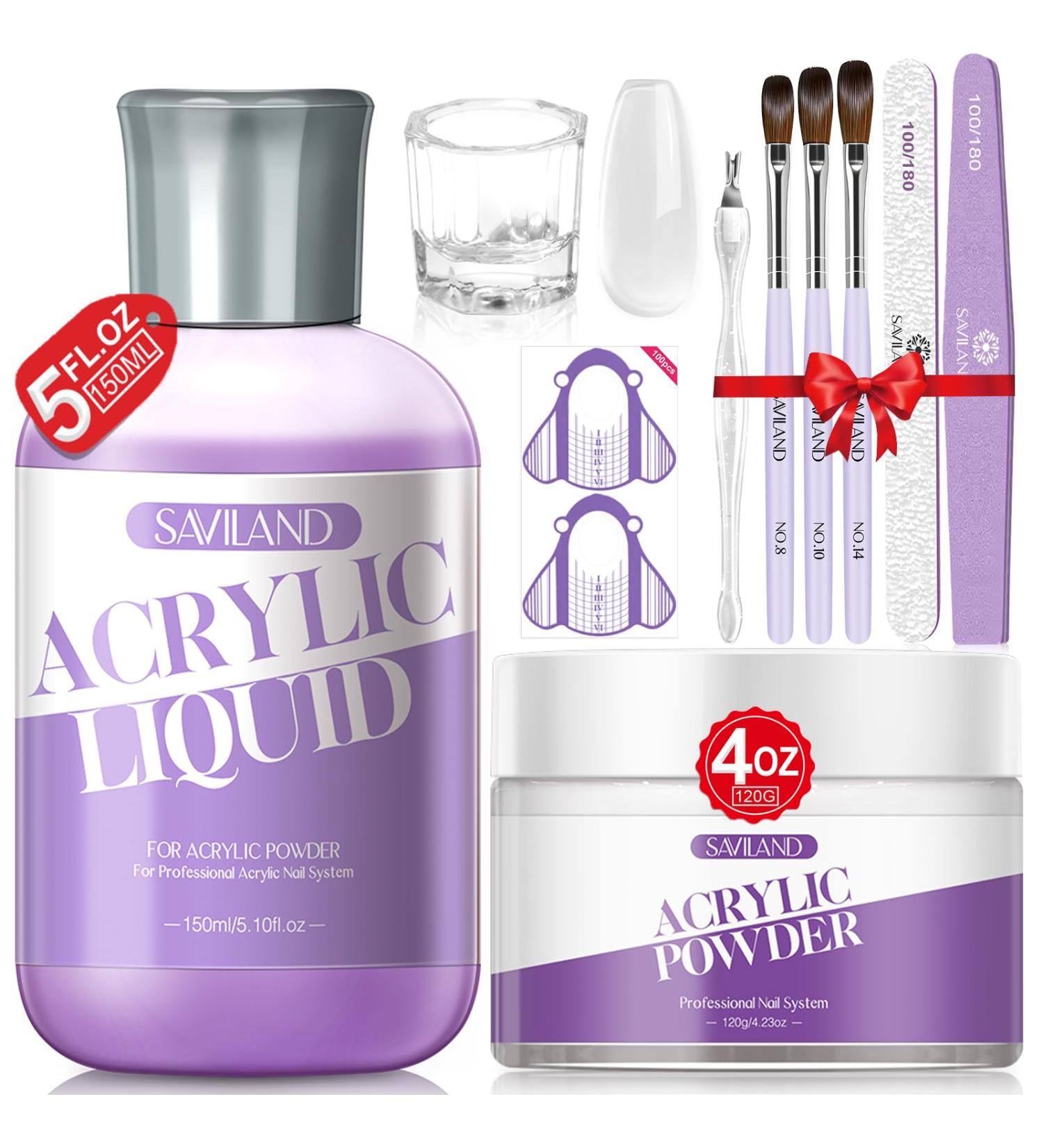 SAVILAND 9 OZ Acrylic Nail Kit - Clear Acrylic Powder & Liquid Complete Manicure Set for Starters DIY Home Salon Essentials - Buy Online on GoSupps.com
