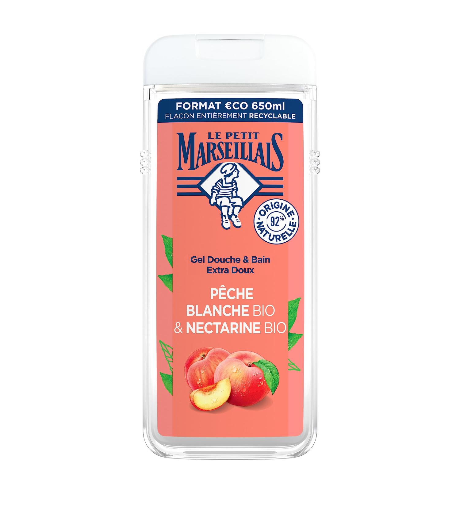 Le Petit Marseillais Extra Gentle Bath and Shower Gel White Peach and Nectarine Organic 650ml