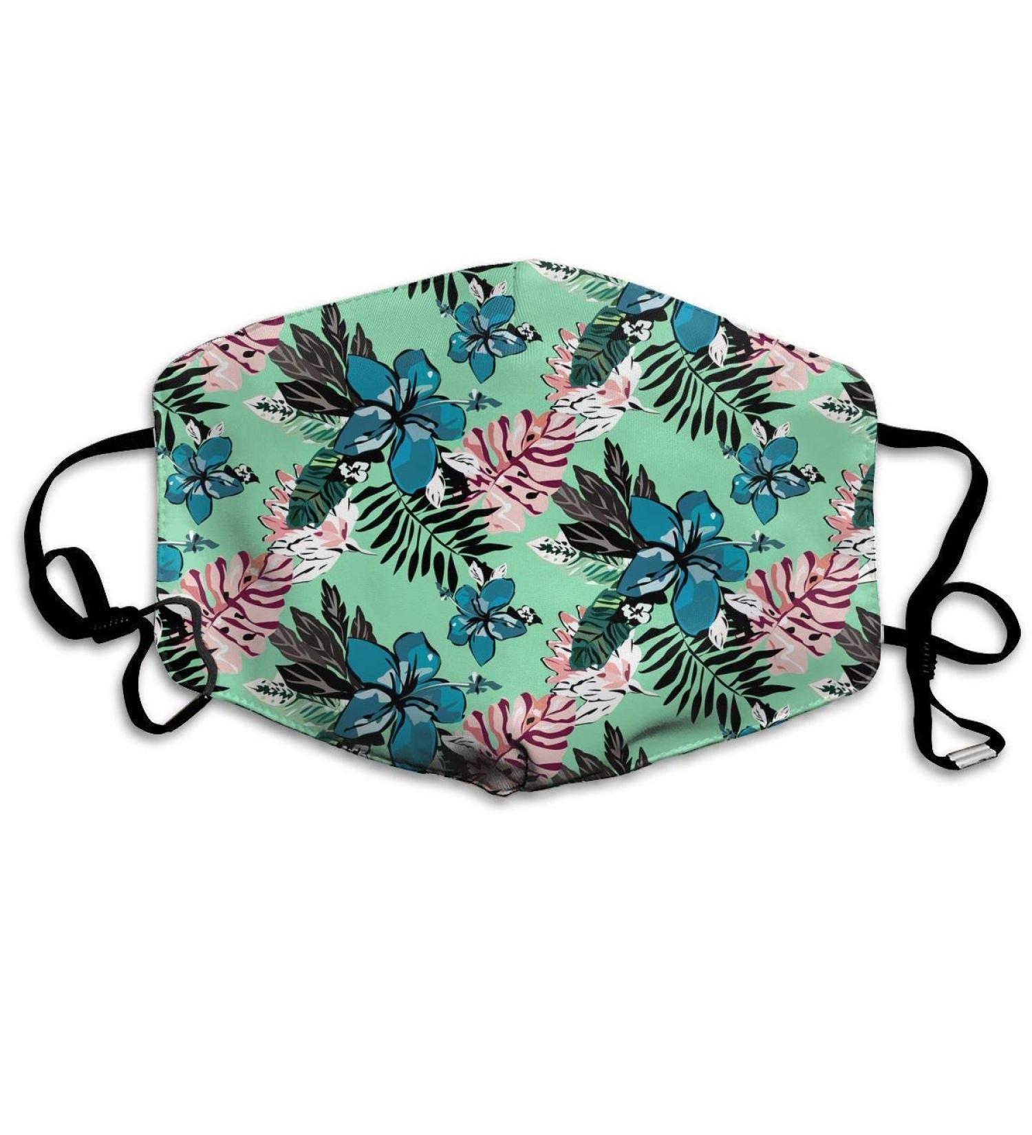 Beautiful Hawaii Pattern With Plants And Flowers Washable Reusable Mask Cotton Anti Dust Half Face Mouth Mask For Kids Teens Men Women With Adjustable Ear Loops - Buy Online on GoSupps.com