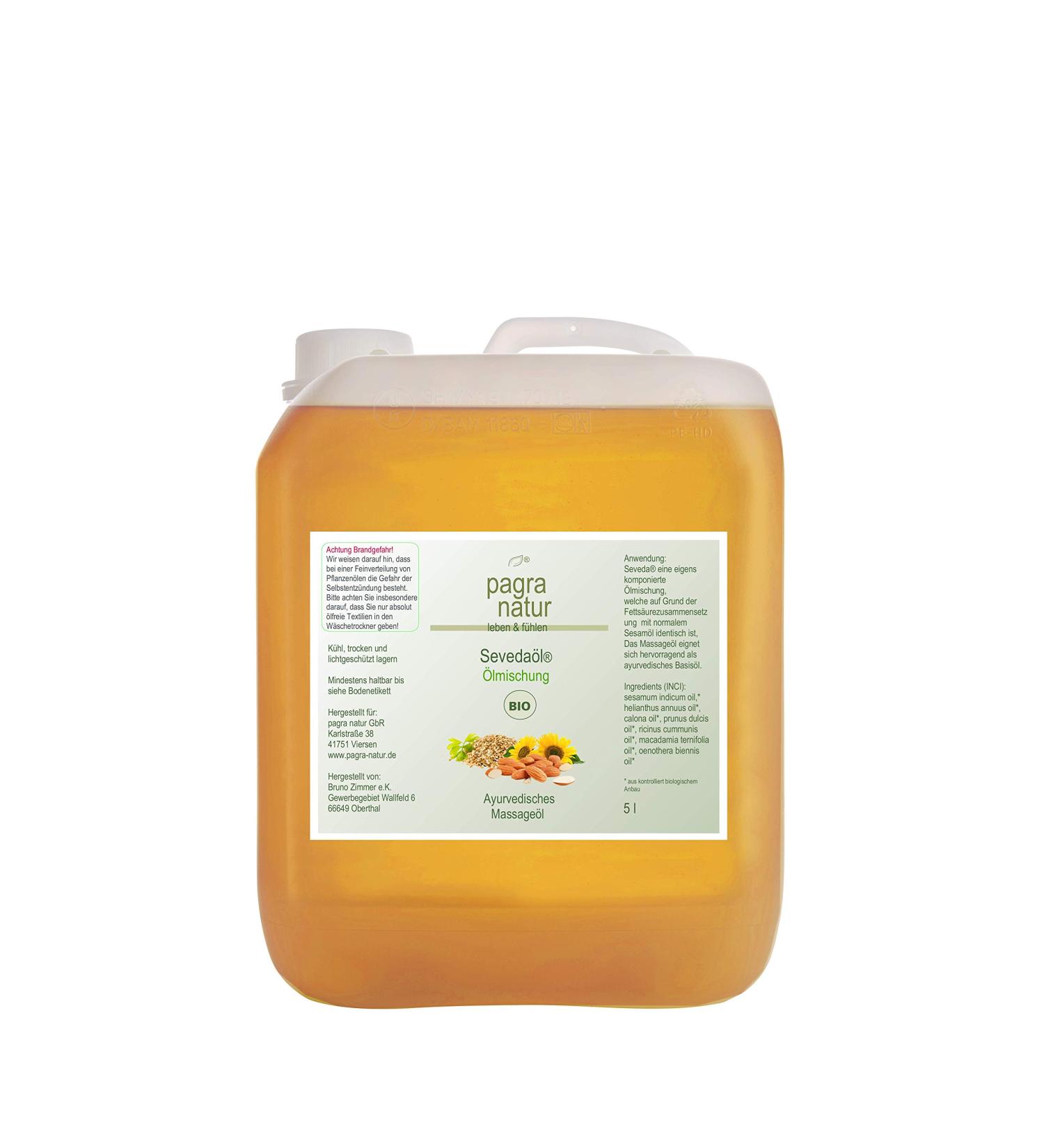 Buy Seveda Organic Massage Oil - Pagra Natur 5L Canister | Premium Oil Blend for Relaxation & Wellness - International Shipping Available - Buy Online on GoSupps.com