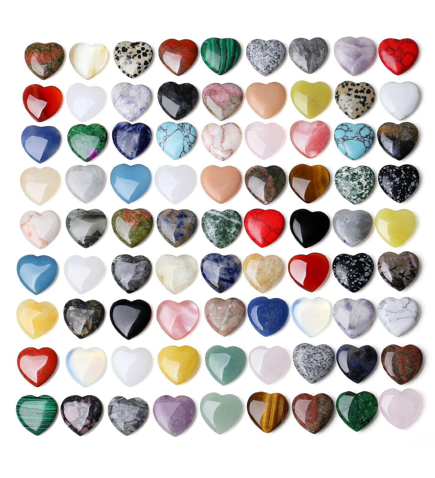Xiannvxi 80pcs Natural Gemstone Heart Set | Crystal Heart Stones for Love & Chakra | Cute Room Decor - Buy Online on GoSupps.com