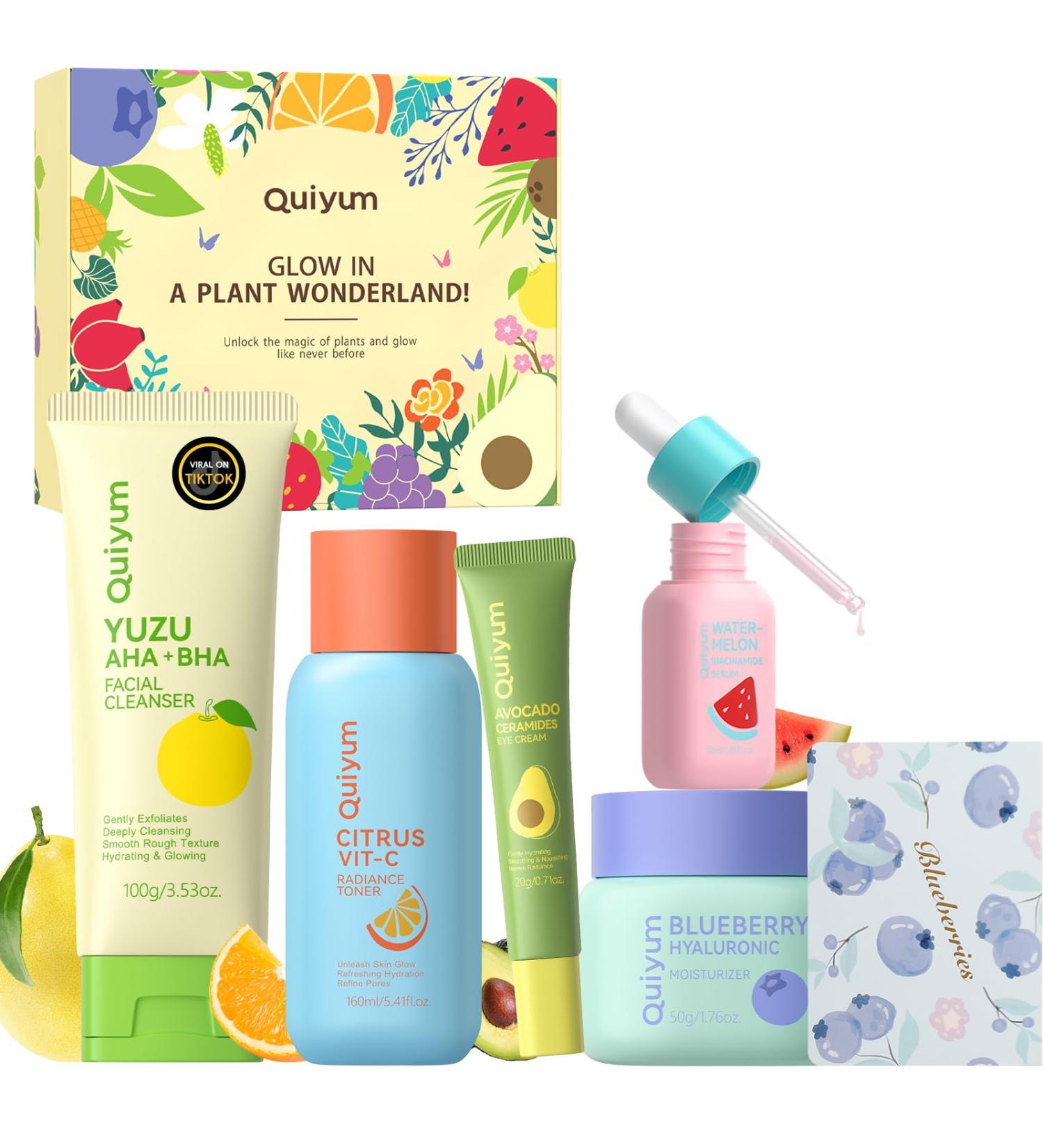 Fruit Skin Care Set 5 Daily Routine Beauty Skin Care for Teens Girls - Gentle Skincare Gift Sets Facial Care Set for Women Christmas Birthday Gift Stocking Stuffers Full Size Daily Kits - Buy Online on GoSupps.com