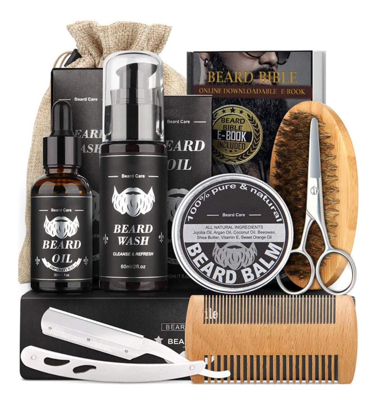 Premium Beard Care Set | Shampoo Wooden Comb Beard Oil & Trimmer - Perfect for Men's Grooming - Buy Online on GoSupps.com