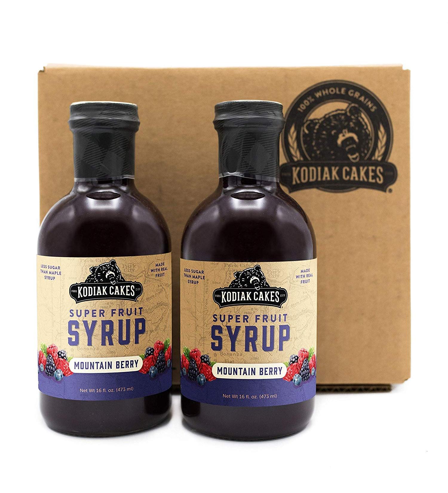 Kodiak Cakes Mountain Berry Super Fruit Pancake Syrup - Gluten-Free, Cholesterol-Free, Less Sugar - 32 fl. oz. - Real Fruit Breakfast Toppings (Pack of 2) - Buy Online on GoSupps.com