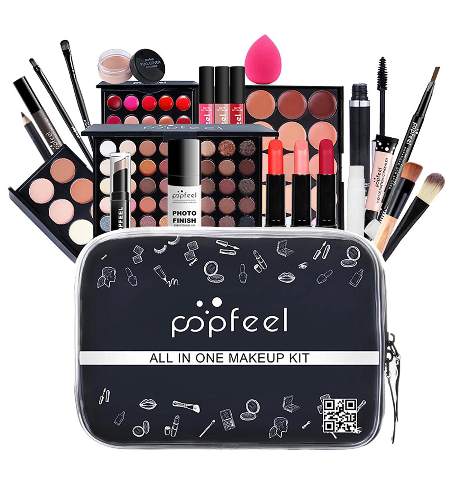 Professional Makeup Set - Waterproof Beginner Cosmetics with Eyeshadow Palette & Cosmetic Bag | Must-Have All-in-One Gift Set - Buy Online on GoSupps.com